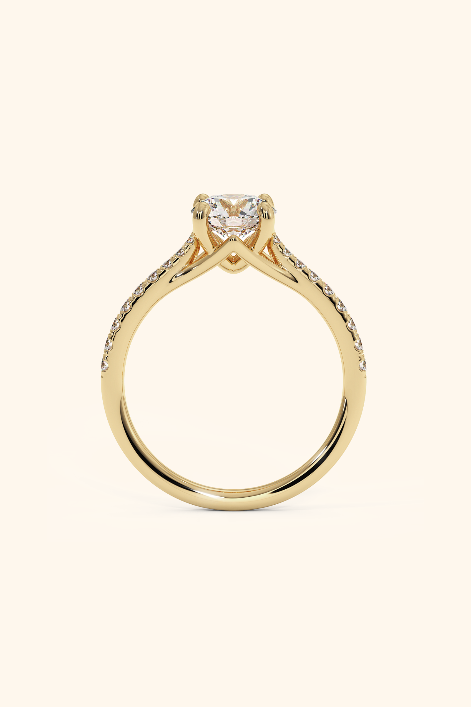 Valentina Pavé Ring with a Round Solitaire
