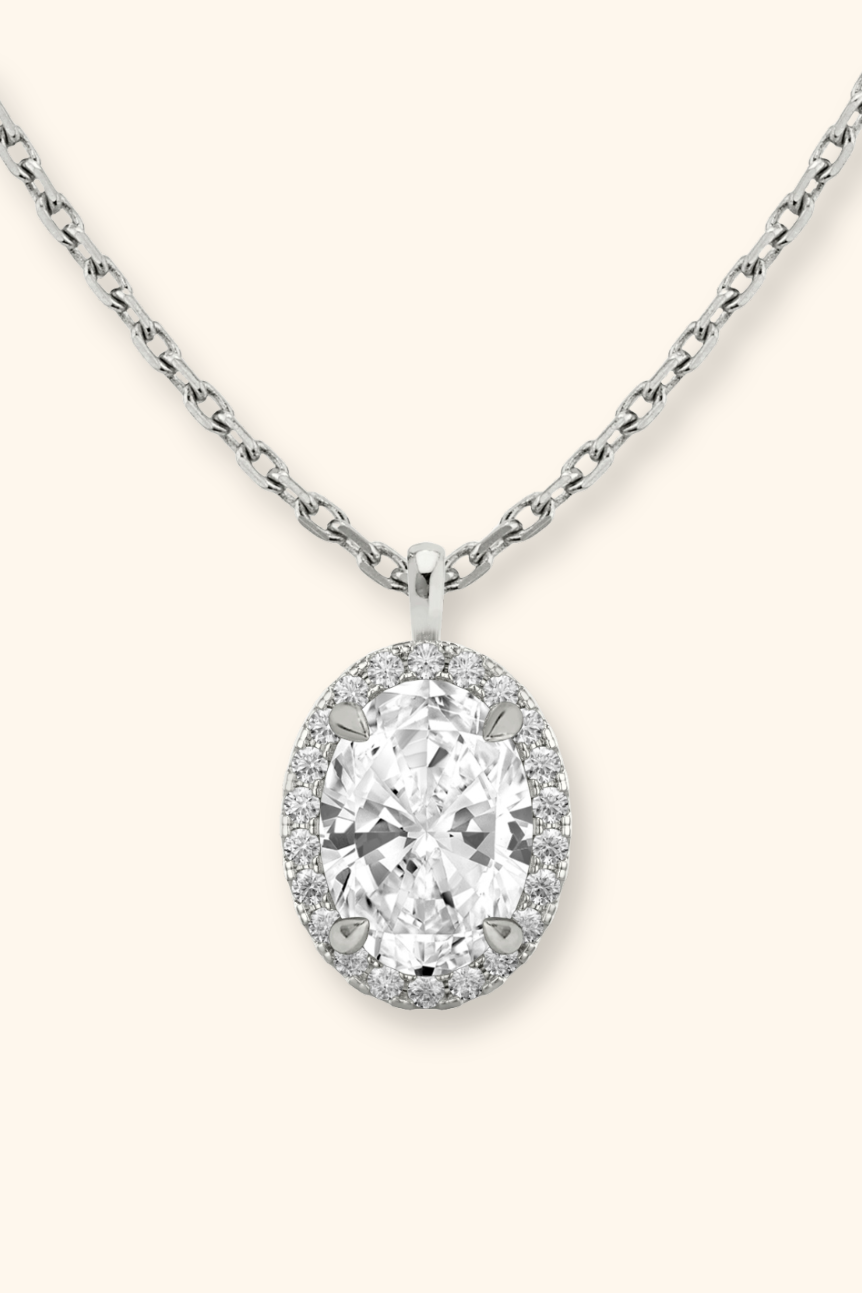 Coralina Halo Oval Solitaire Pendant