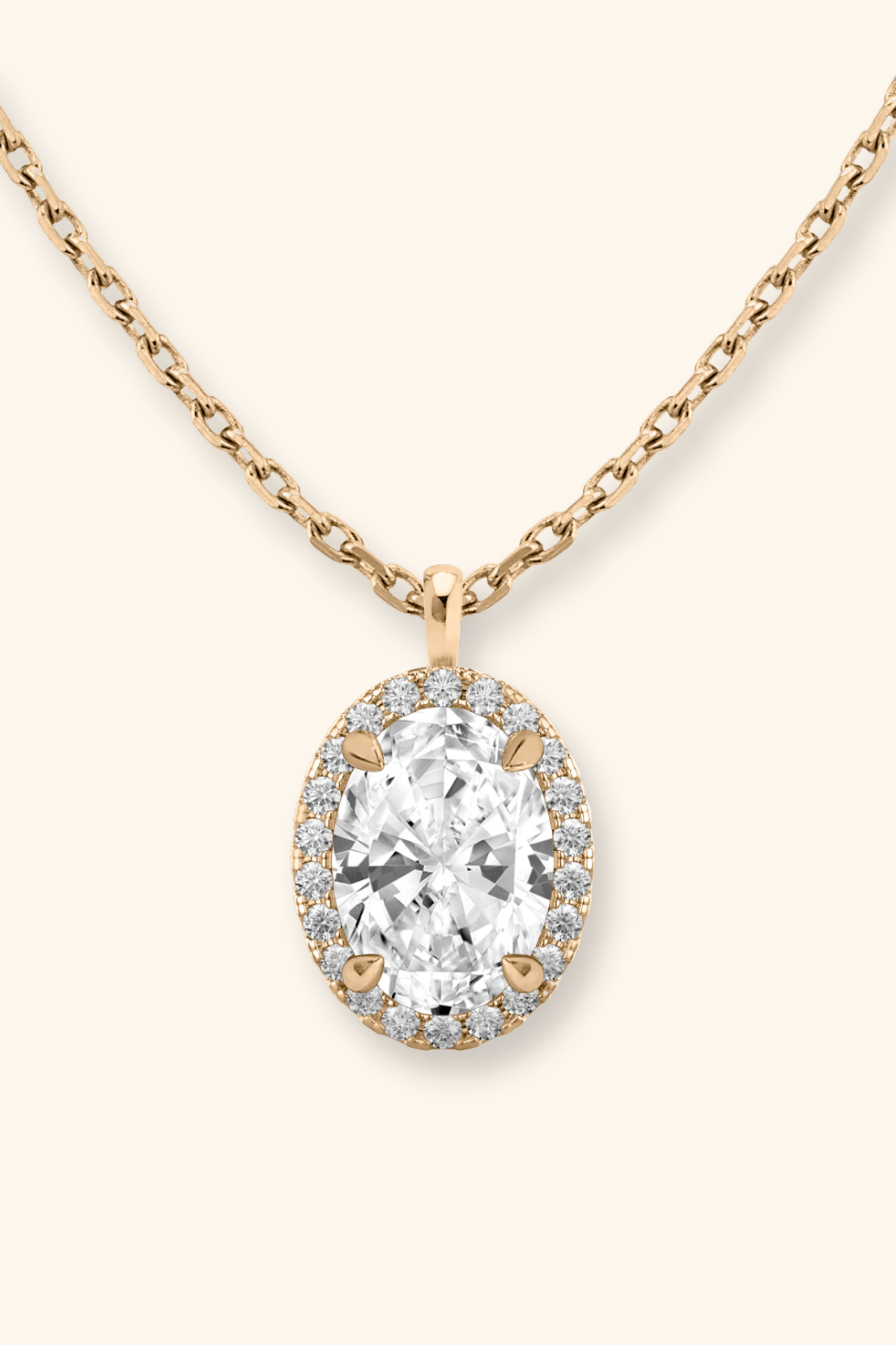 Coralina Halo Oval Solitaire Pendant