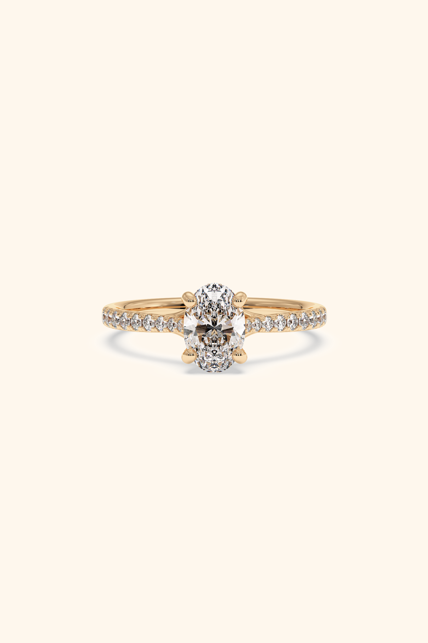 Valentina 2.06 Carat Oval Solitaire Studded Basket Pavé Ring