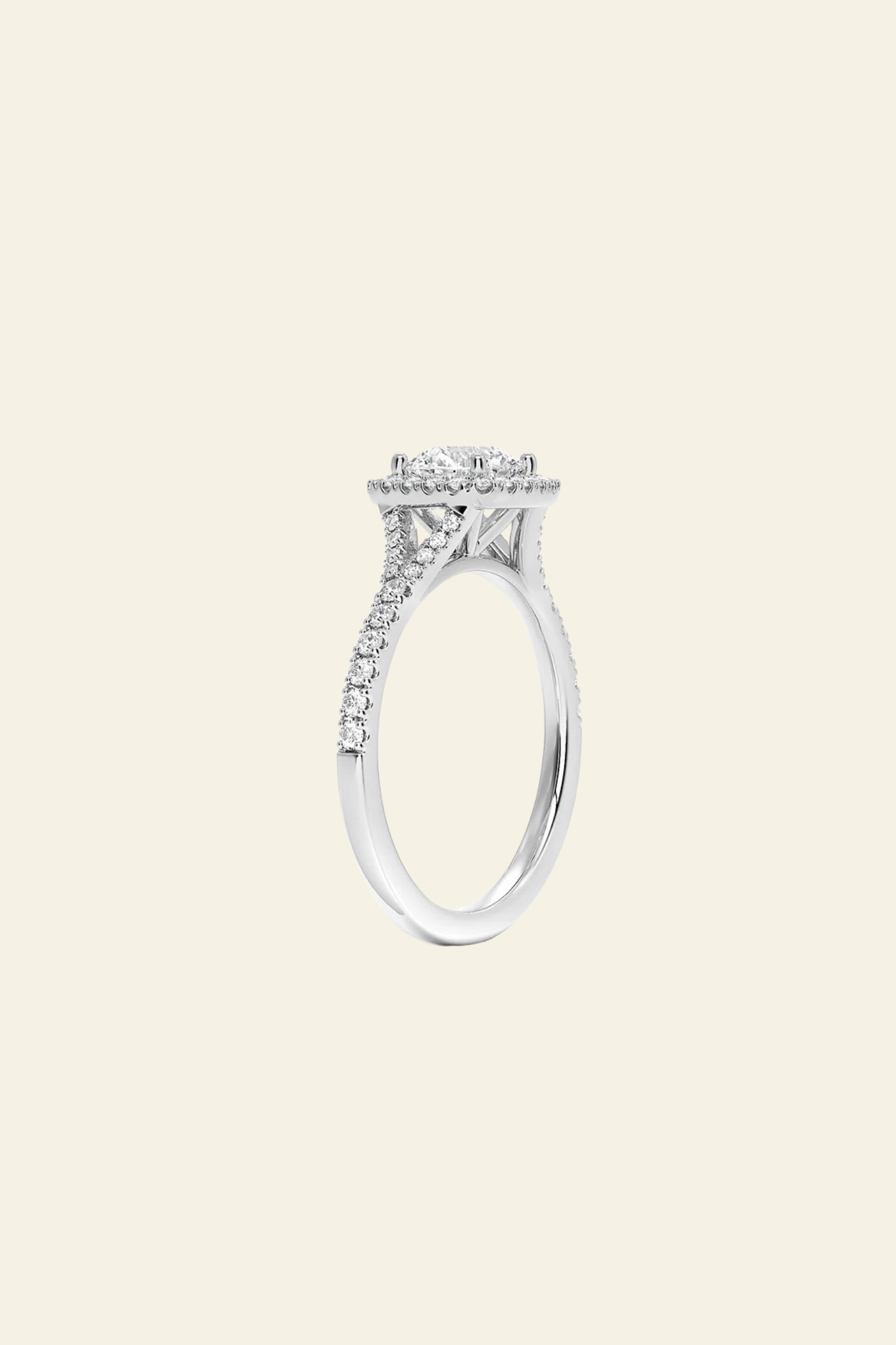 Celeste Aquamarine Round Halo Split Pavé Ring