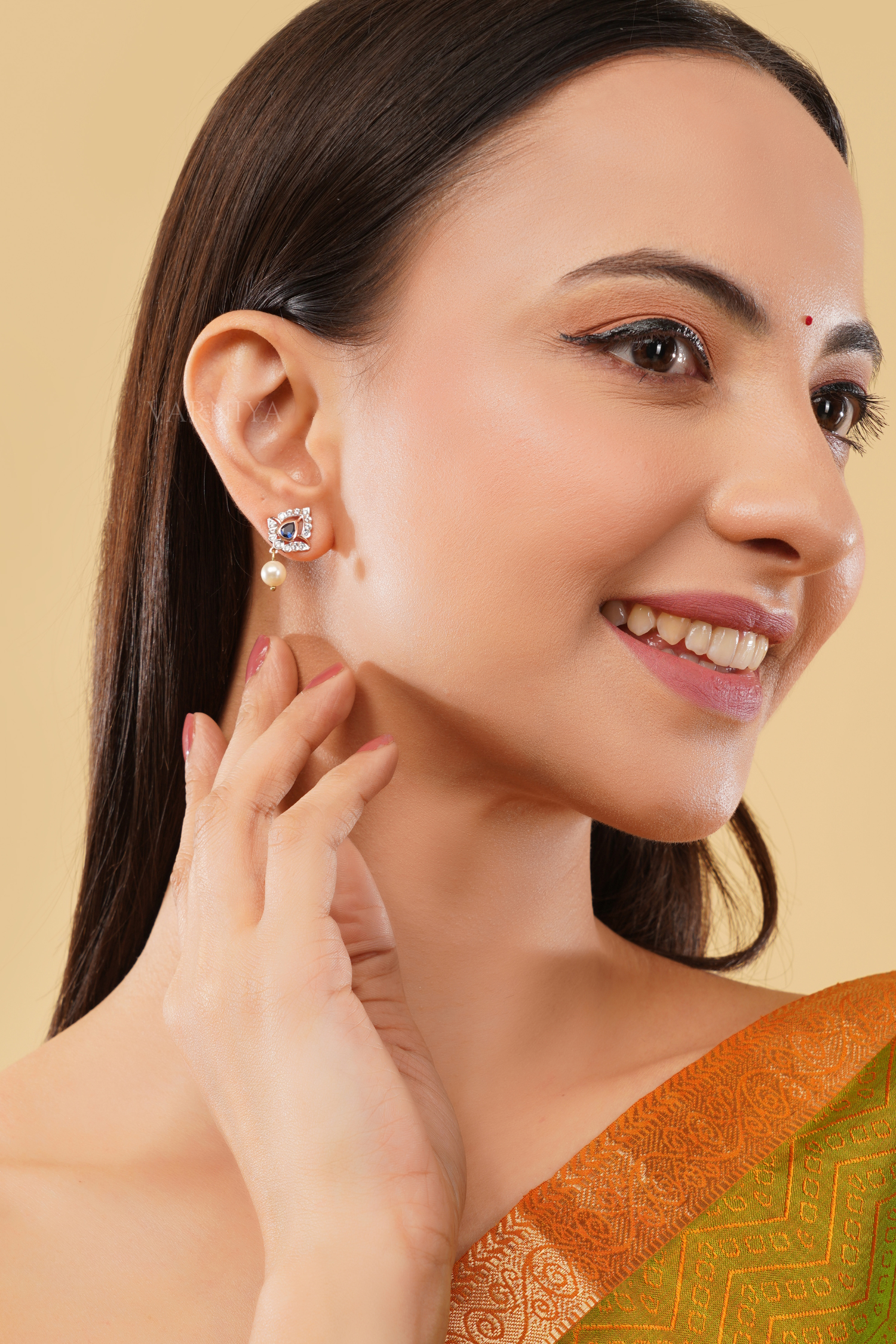 Traditional Pearl Drop Leaf Earrings