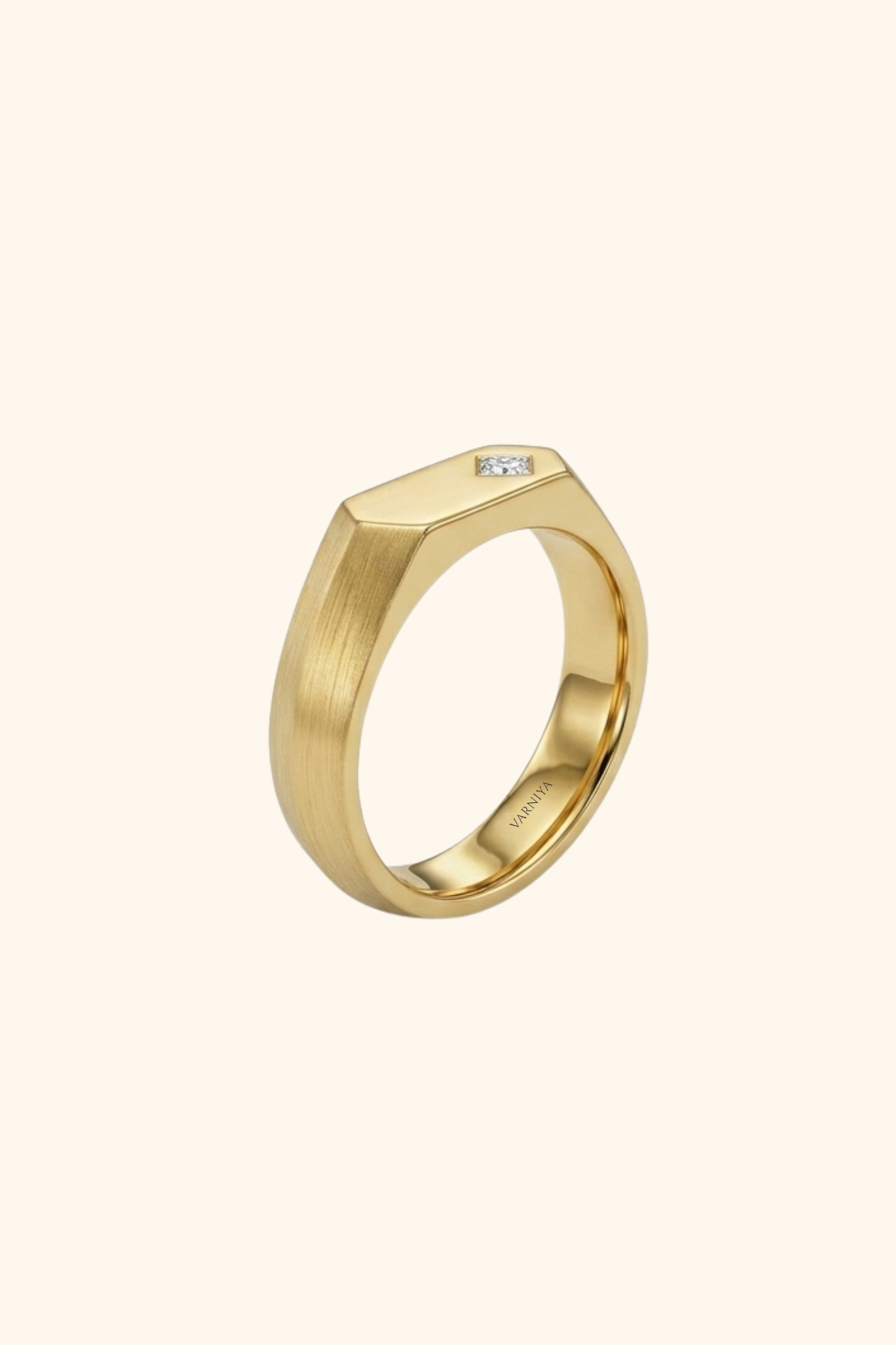 Solid Gold Band with Princess Cut