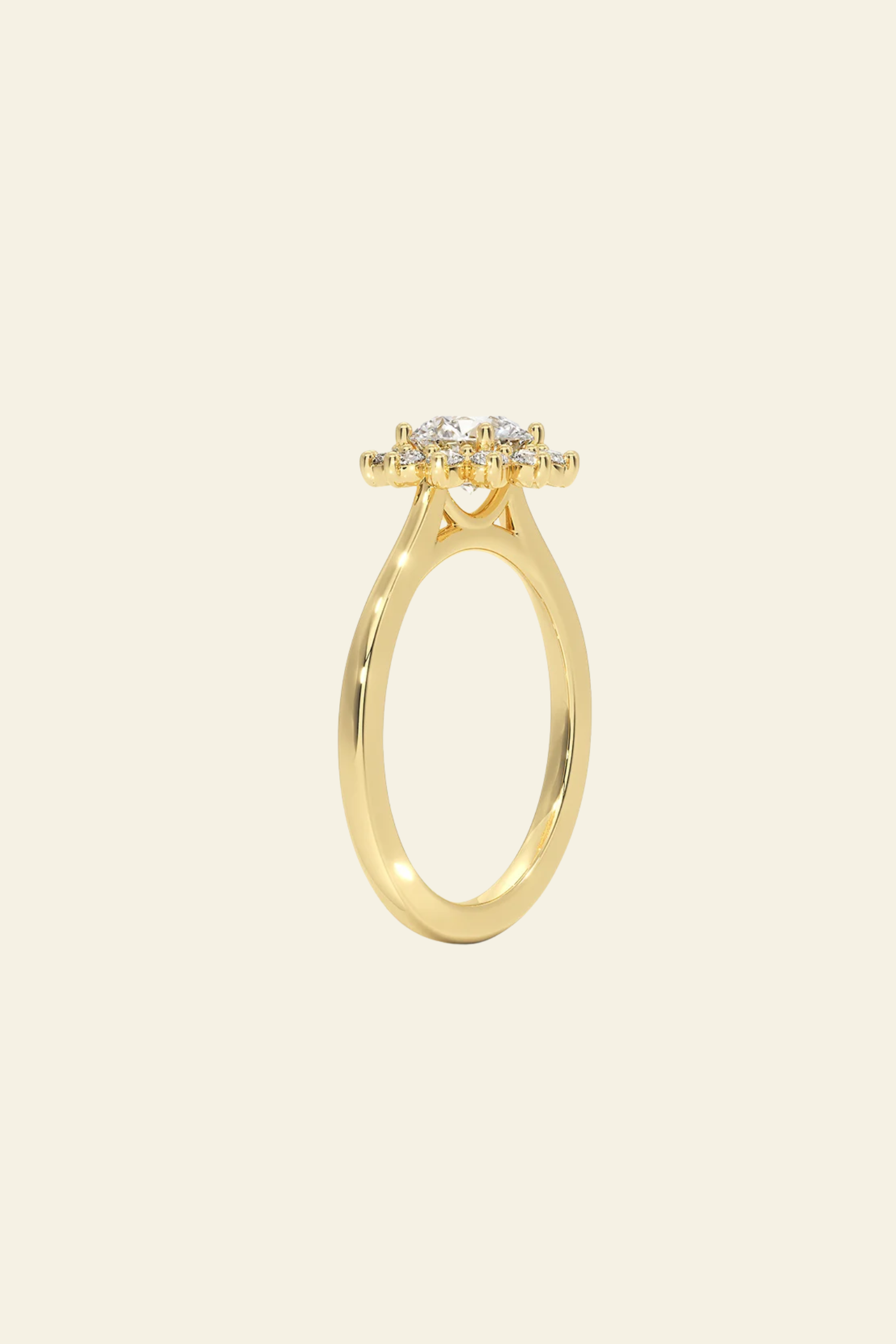 Celeste Aquamarine Round Brilliant Sunburst Halo Ring