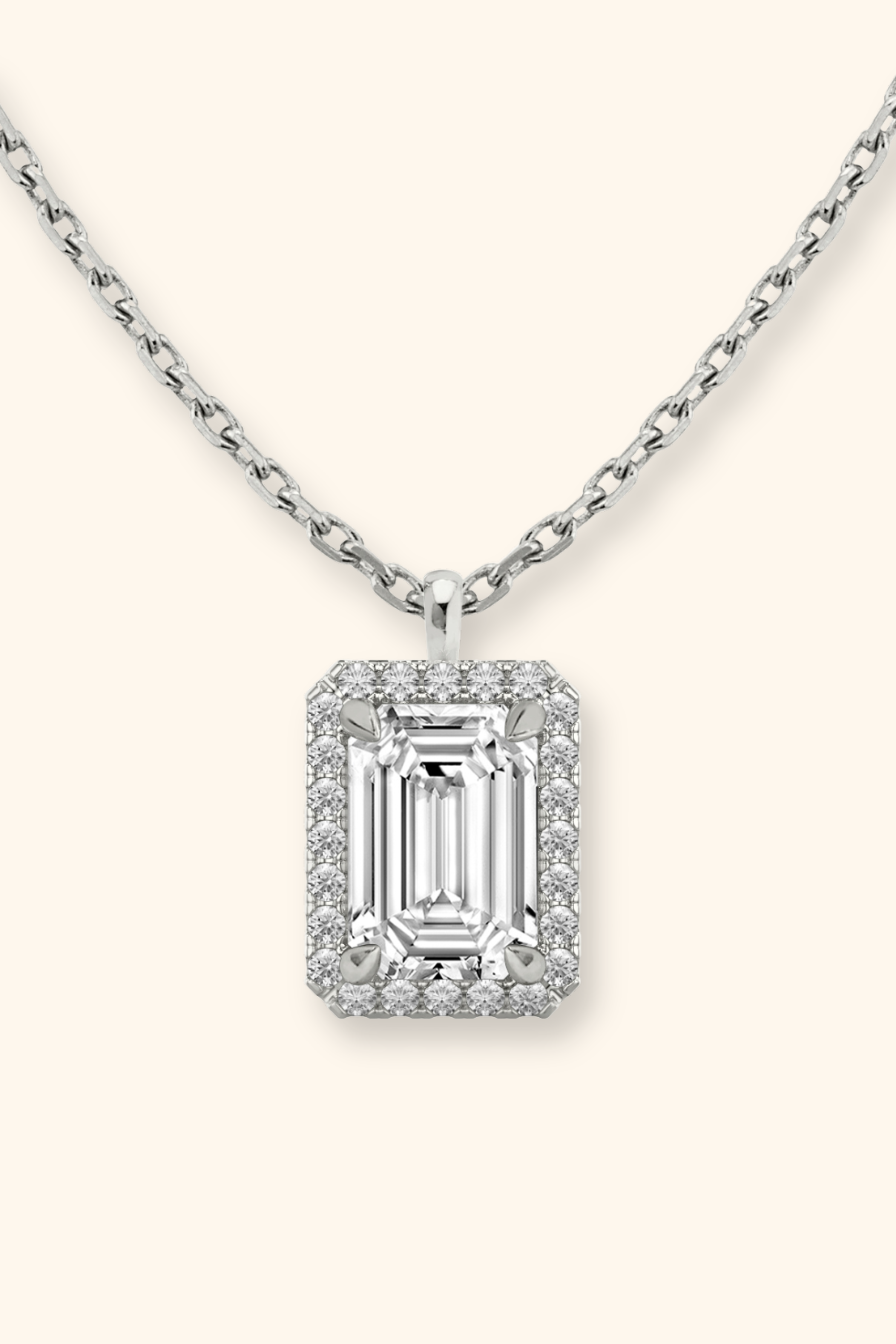 Coralina Halo Emerald Solitaire Pendant