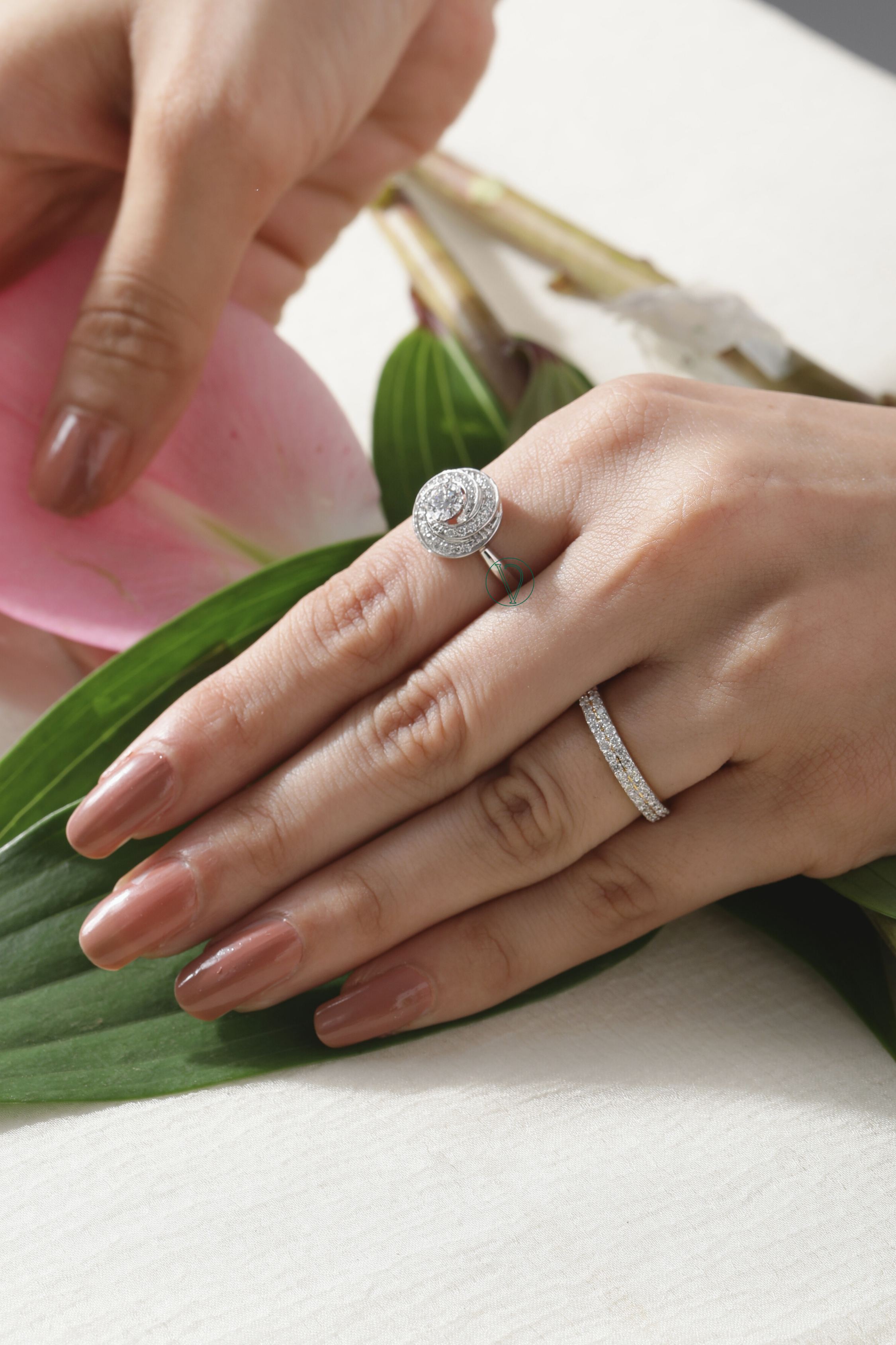 Celestial Swirl Round Brilliant Solitaire Ring