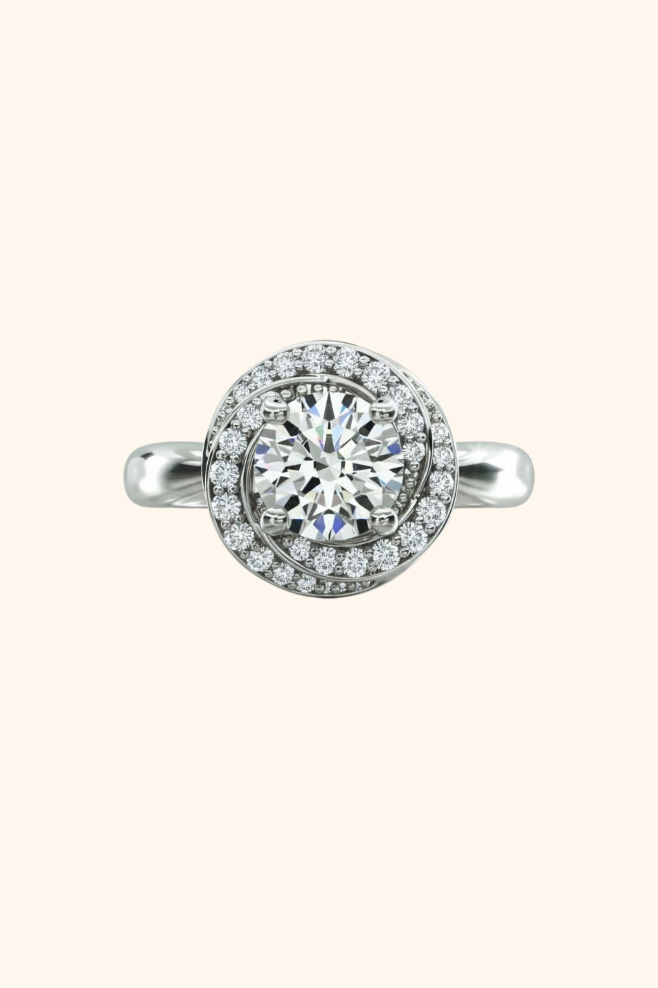 Celestial Swirl Round Brilliant Solitaire Ring
