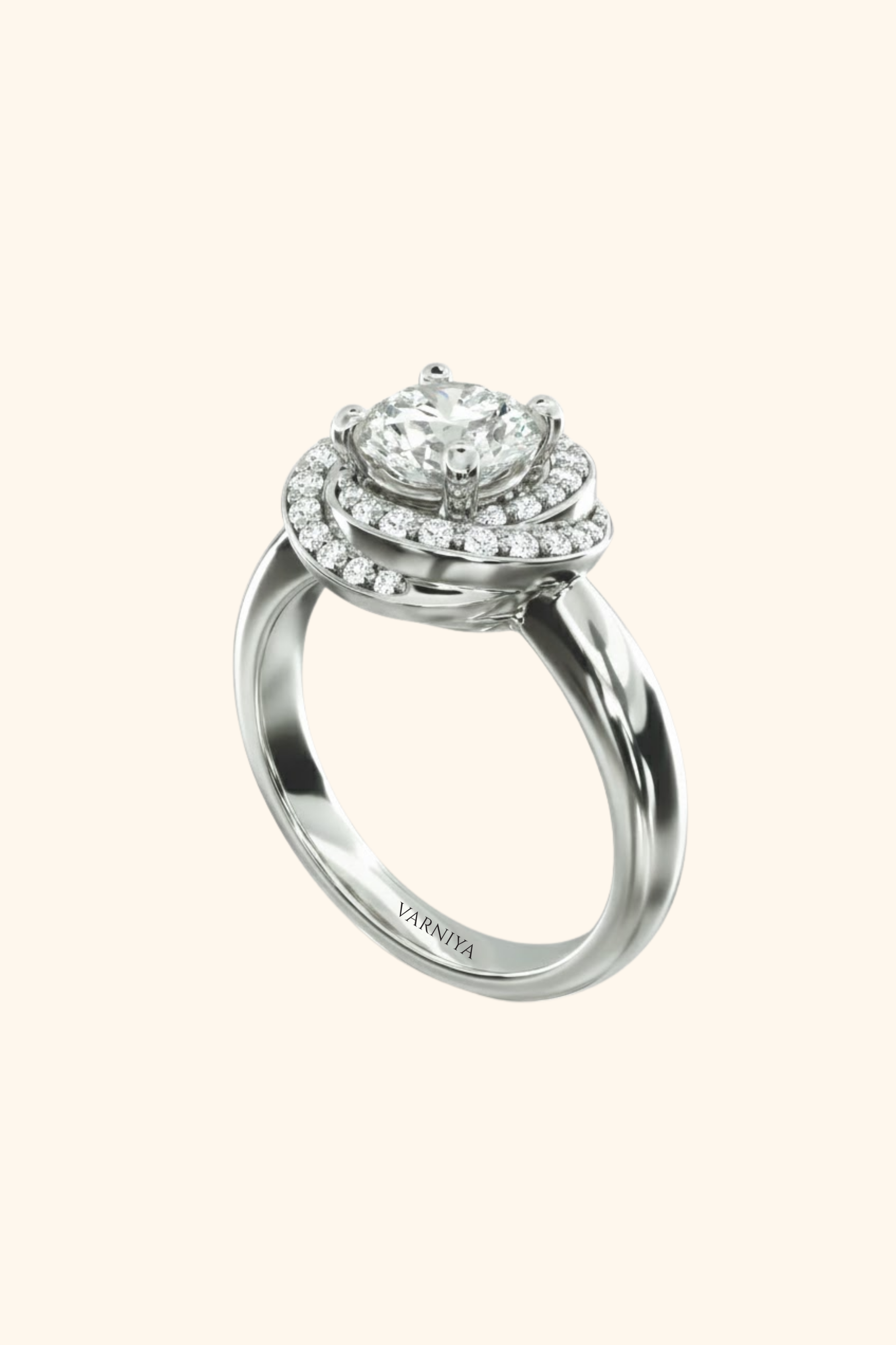 Celestial Swirl Round Brilliant Solitaire Ring