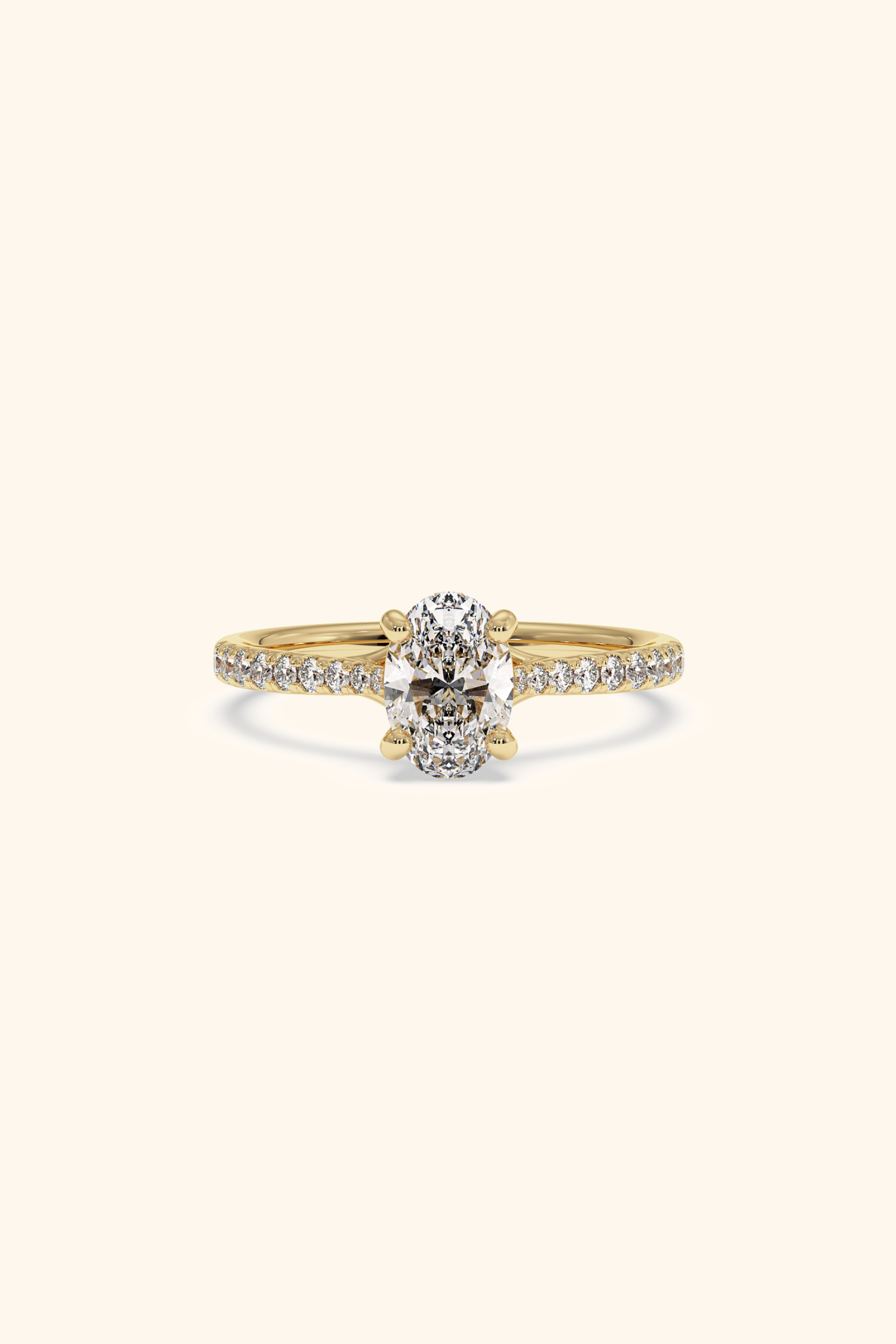 Valentina Pavé Ring with an Oval Solitaire