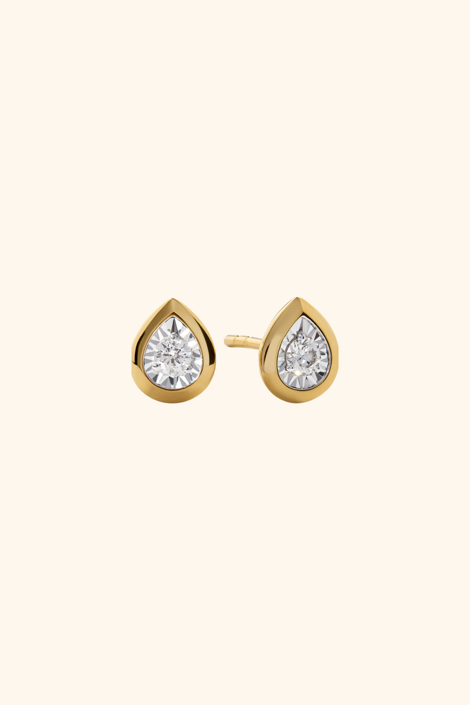 Bezel Set Pear Studs