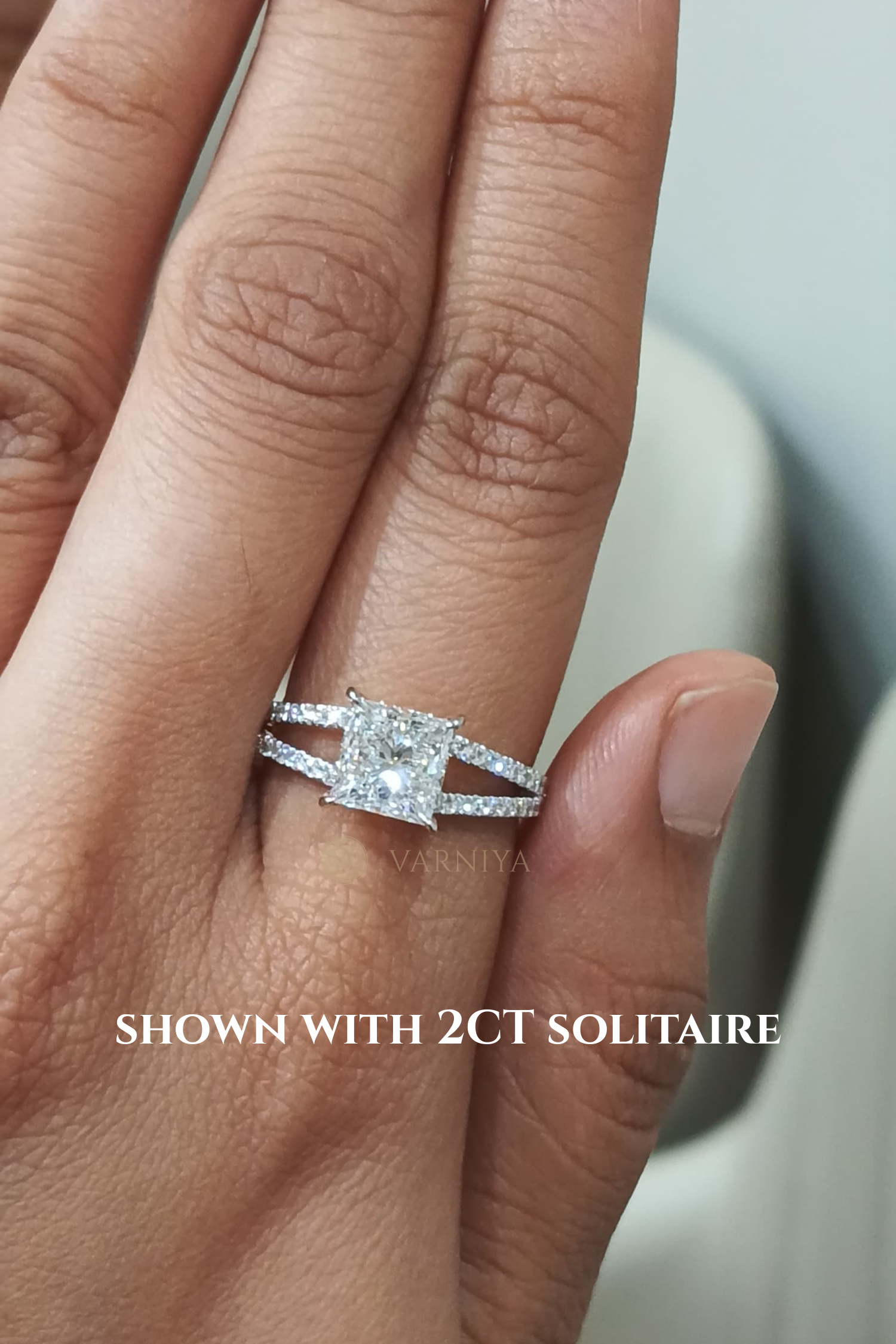 Dulce Halo Princess Solitaire Pavé Ring