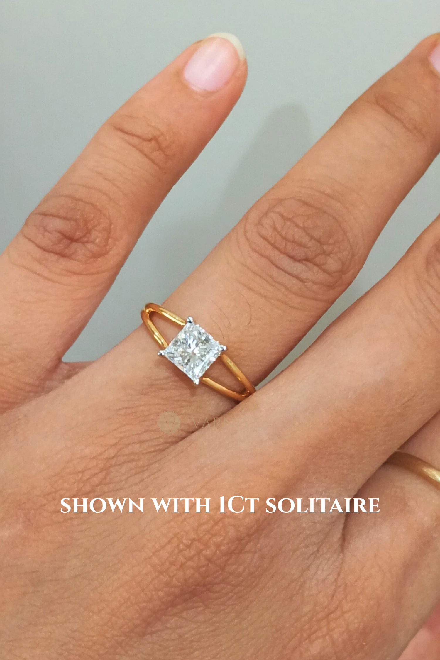 Dulce Halo Princess Solitaire Ring