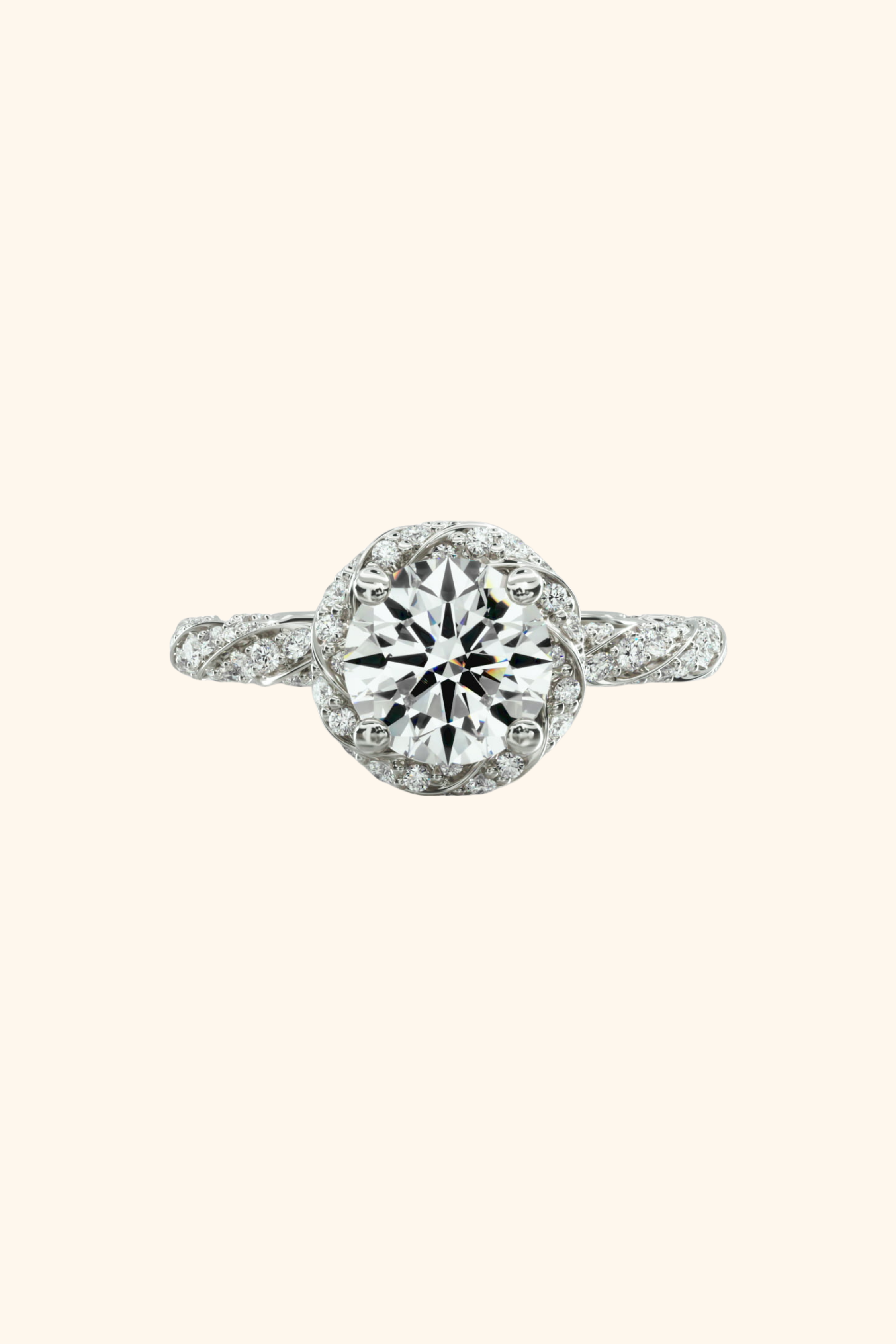 Naomi Twisted Pavé Diamond Halo Ring
