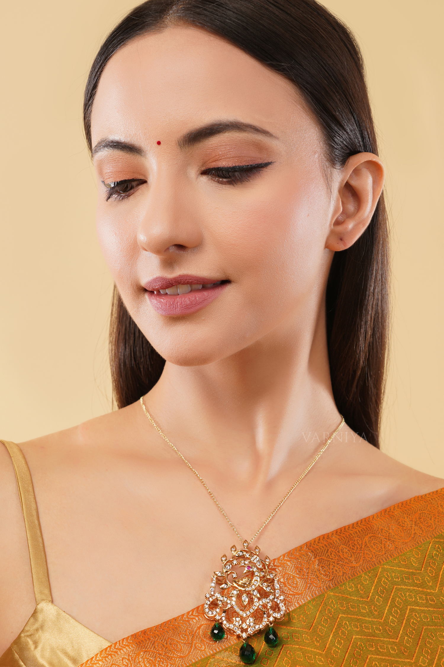 Traditional Aurelia Peacock Drop Pendant