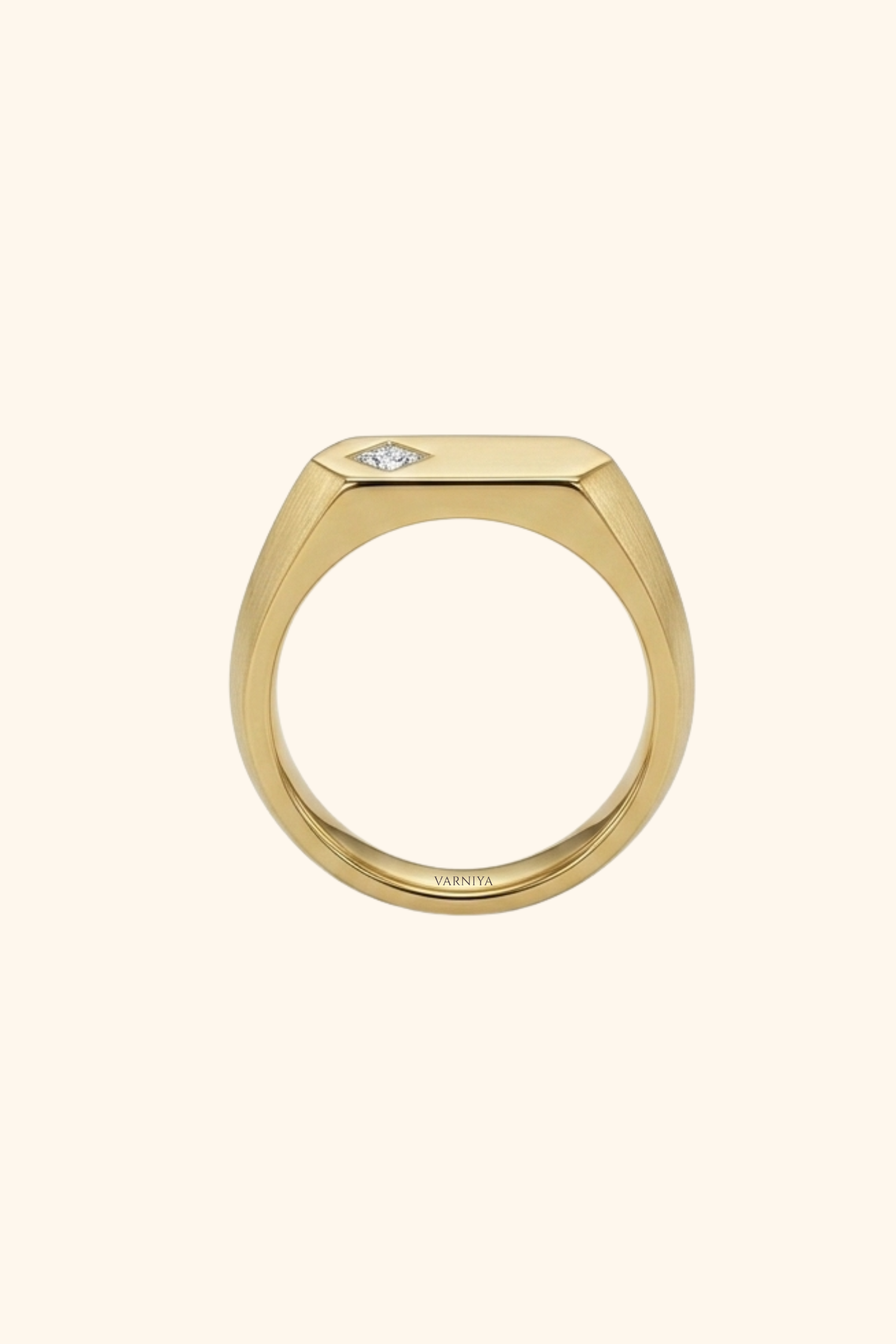 Solid Gold Band with Princess Cut