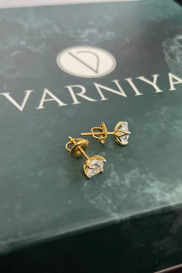 0.74Ct Tulip Stud Earrings with Princess Solitaire