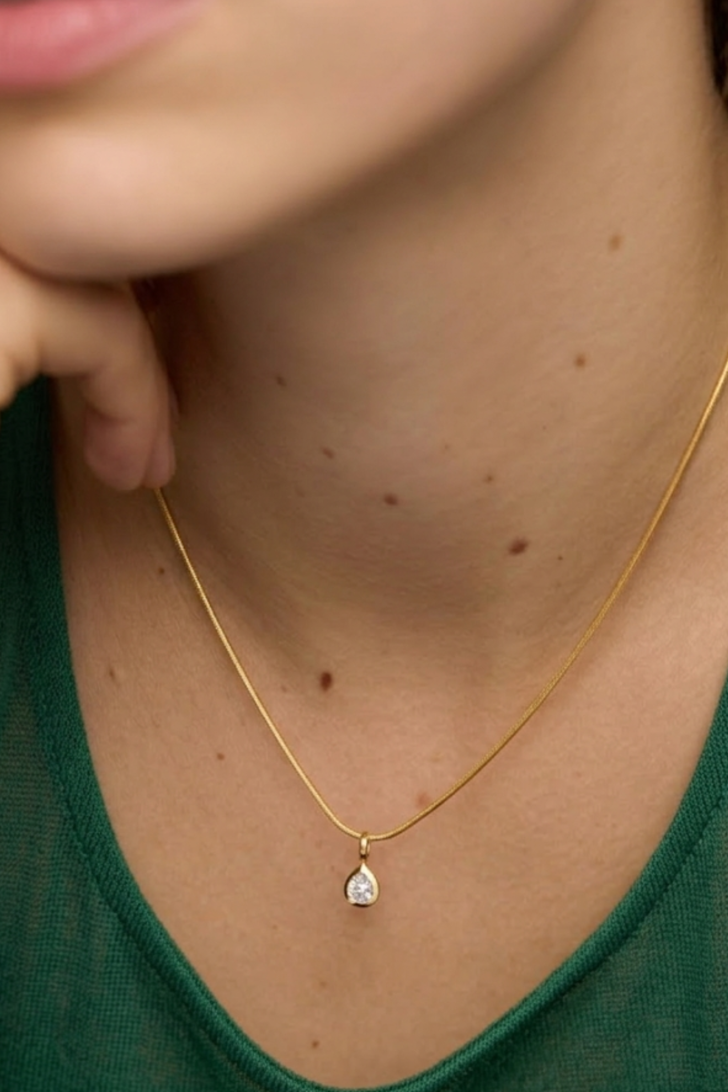 Bezel Set Pear Shaped Pendant