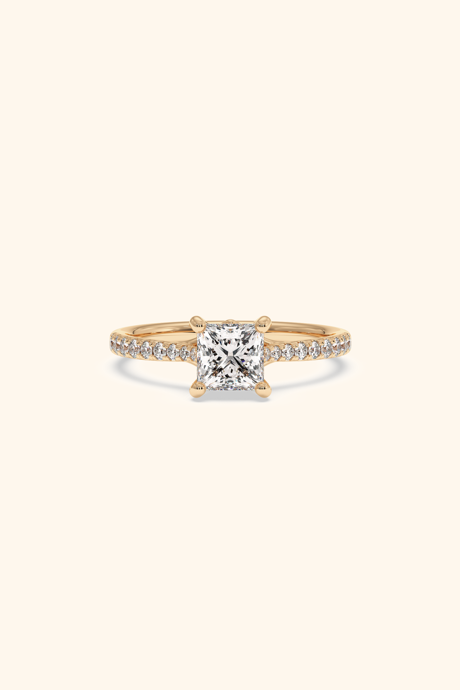 Luna Princess Solitaire Pave Ring
