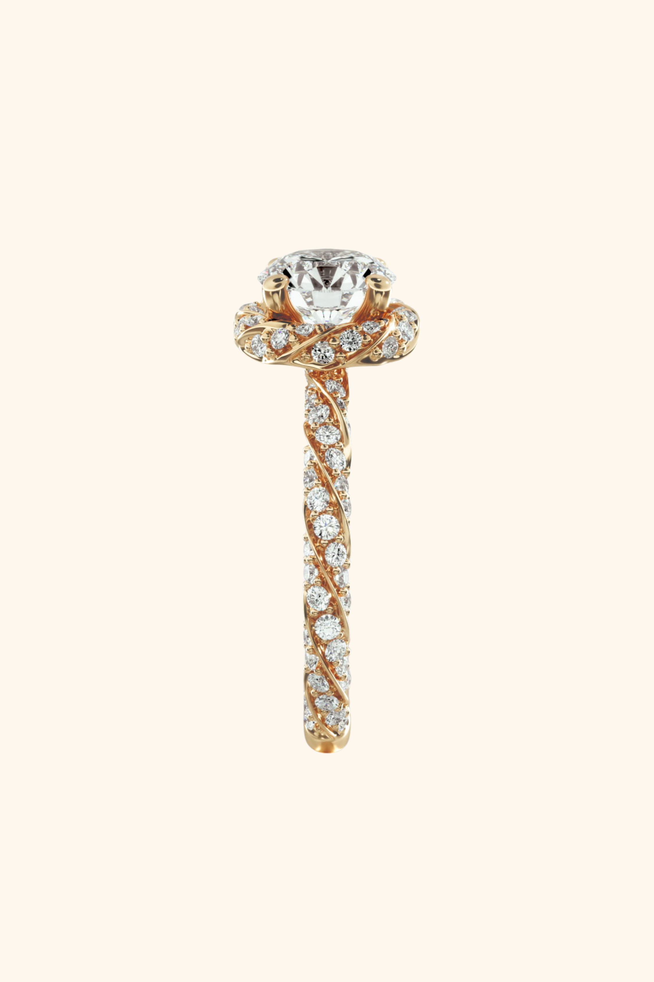 Naomi Twisted Pavé Diamond Halo Ring