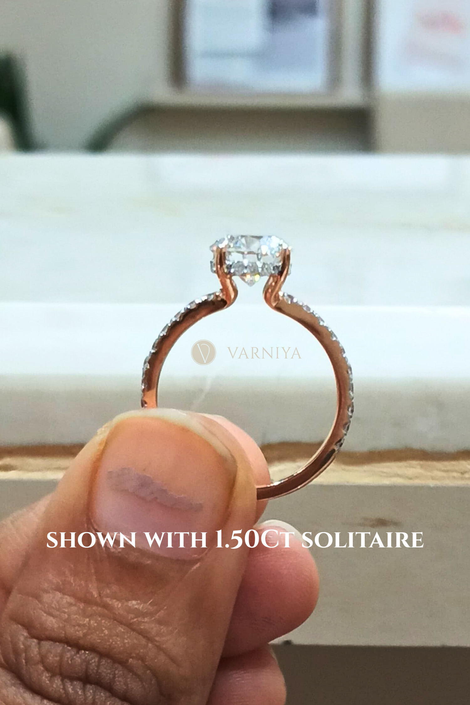 Bella Luna Halo Round Brilliant Solitaire Pave Ring