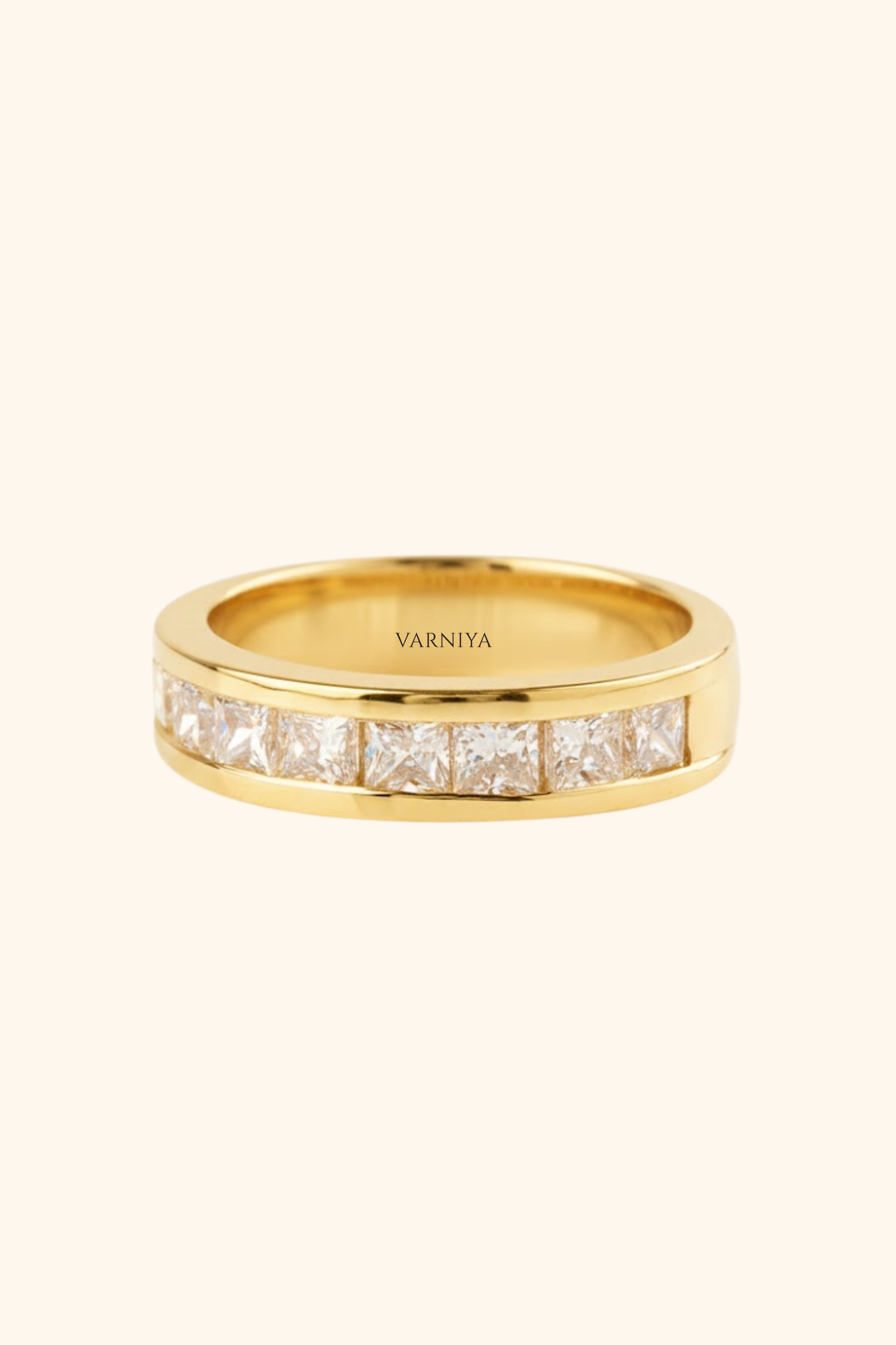 Channel Set Princess Cut Wedding Band