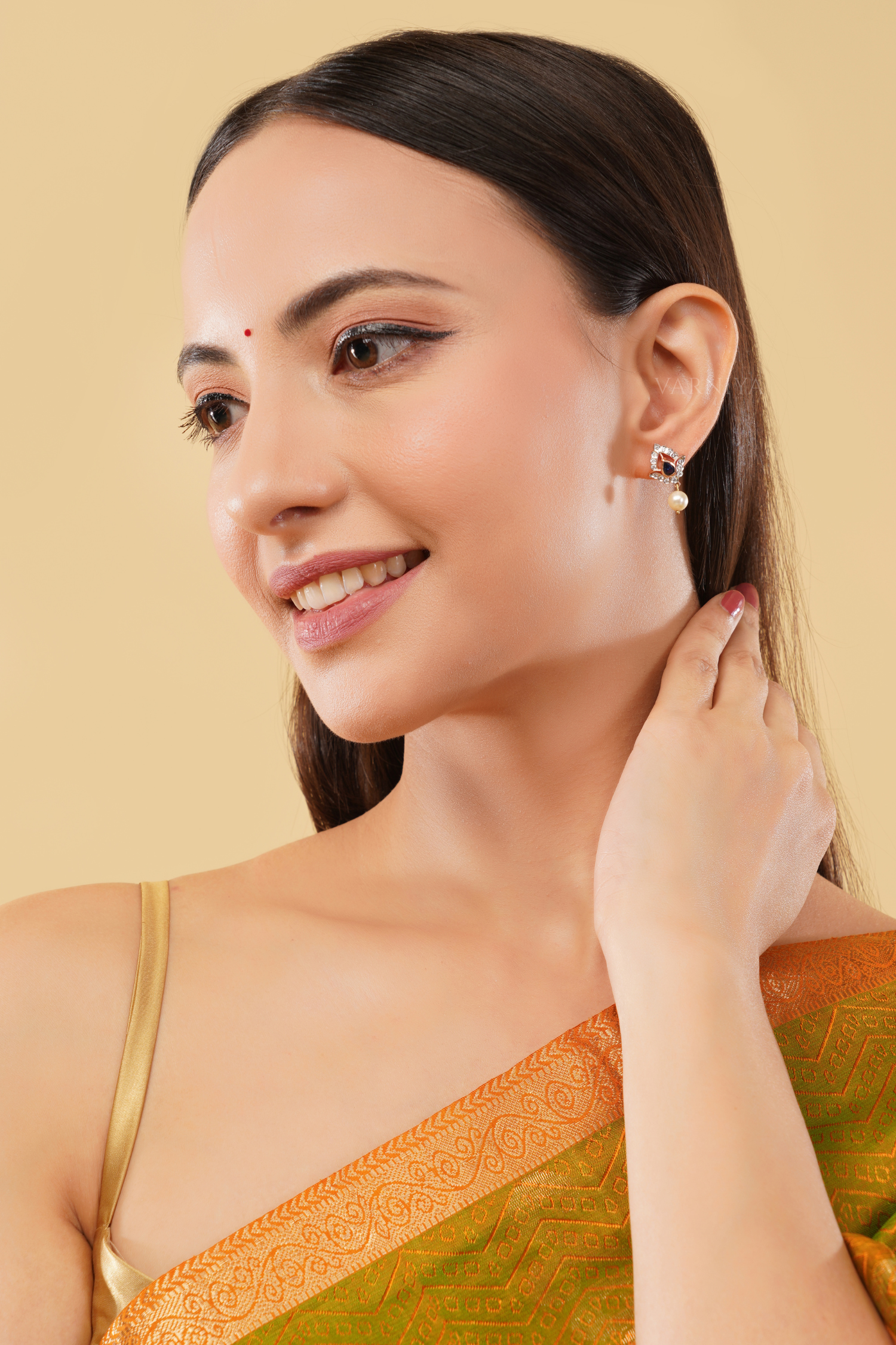 Traditional Pearl Drop Leaf Earrings