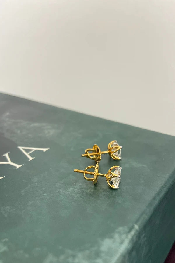 0.74Ct Tulip Stud Earrings with Princess Solitaire