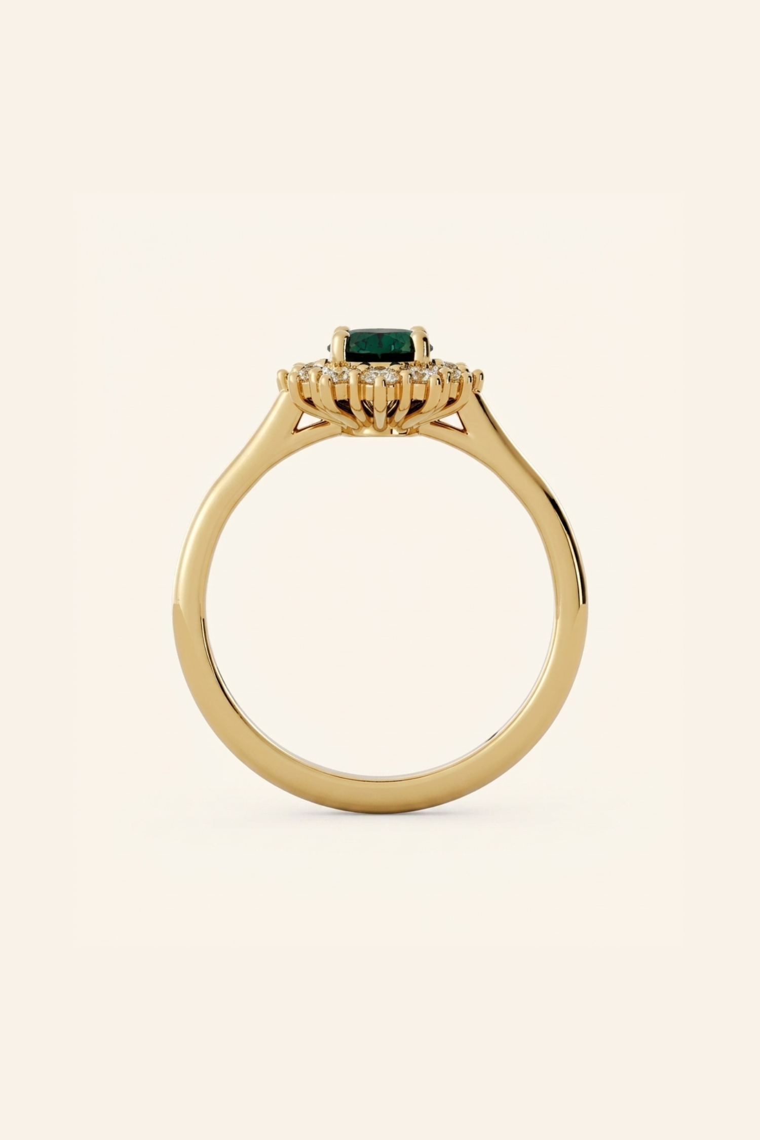 Diana Emerald Oval Halo Solitaire Ring