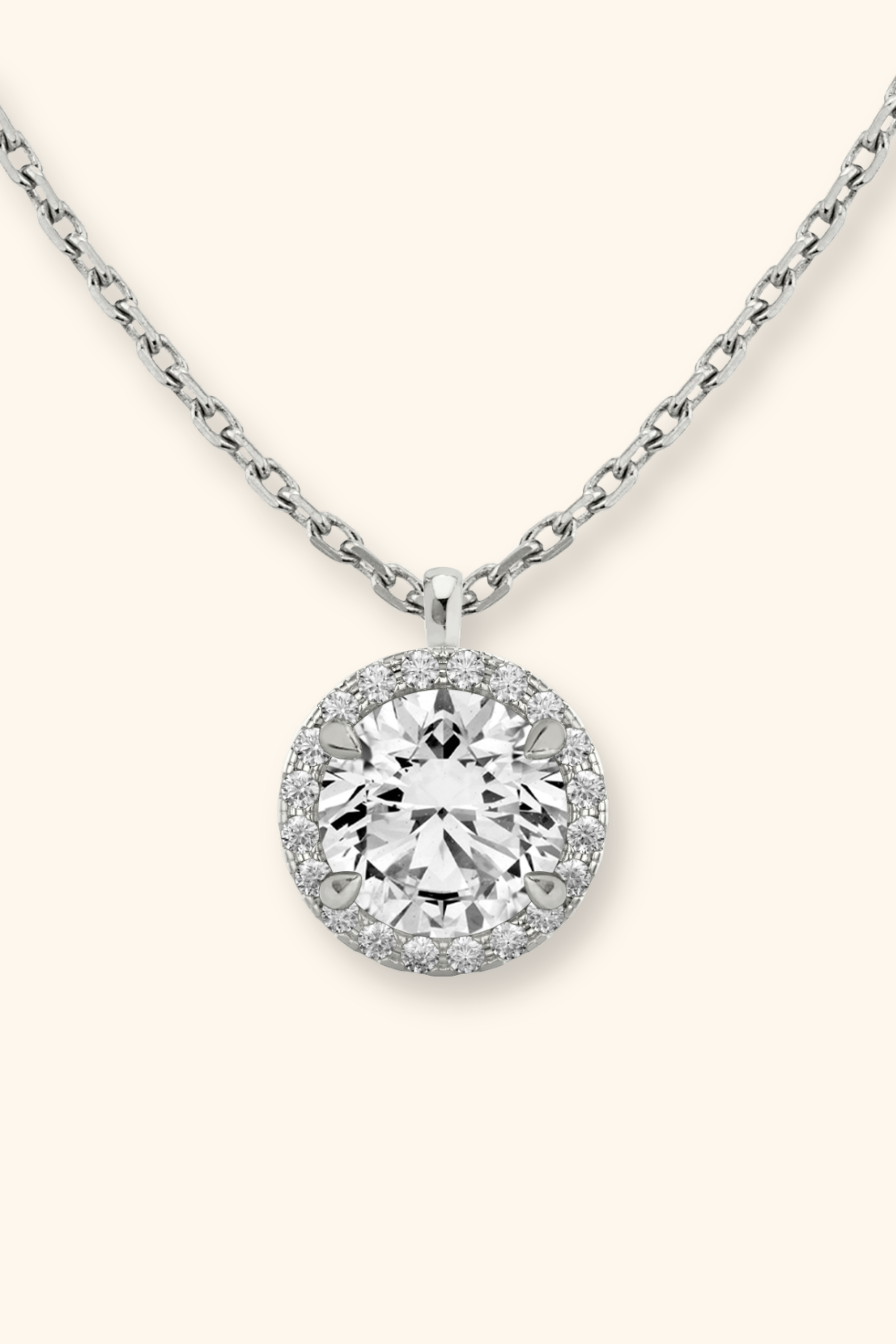 Coralina Halo Round Solitaire Pendant