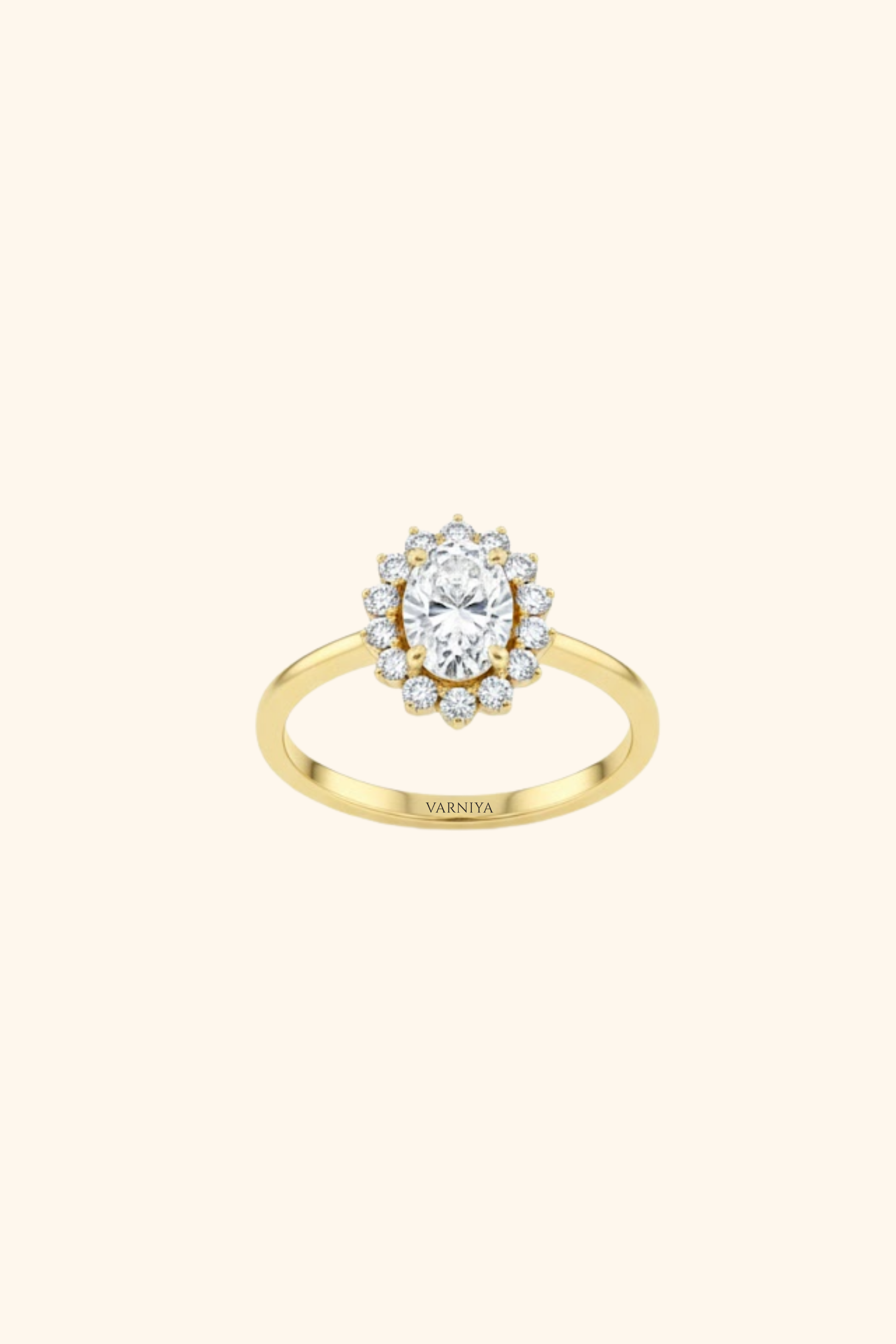 Diana Oval Solitaire Halo Ring