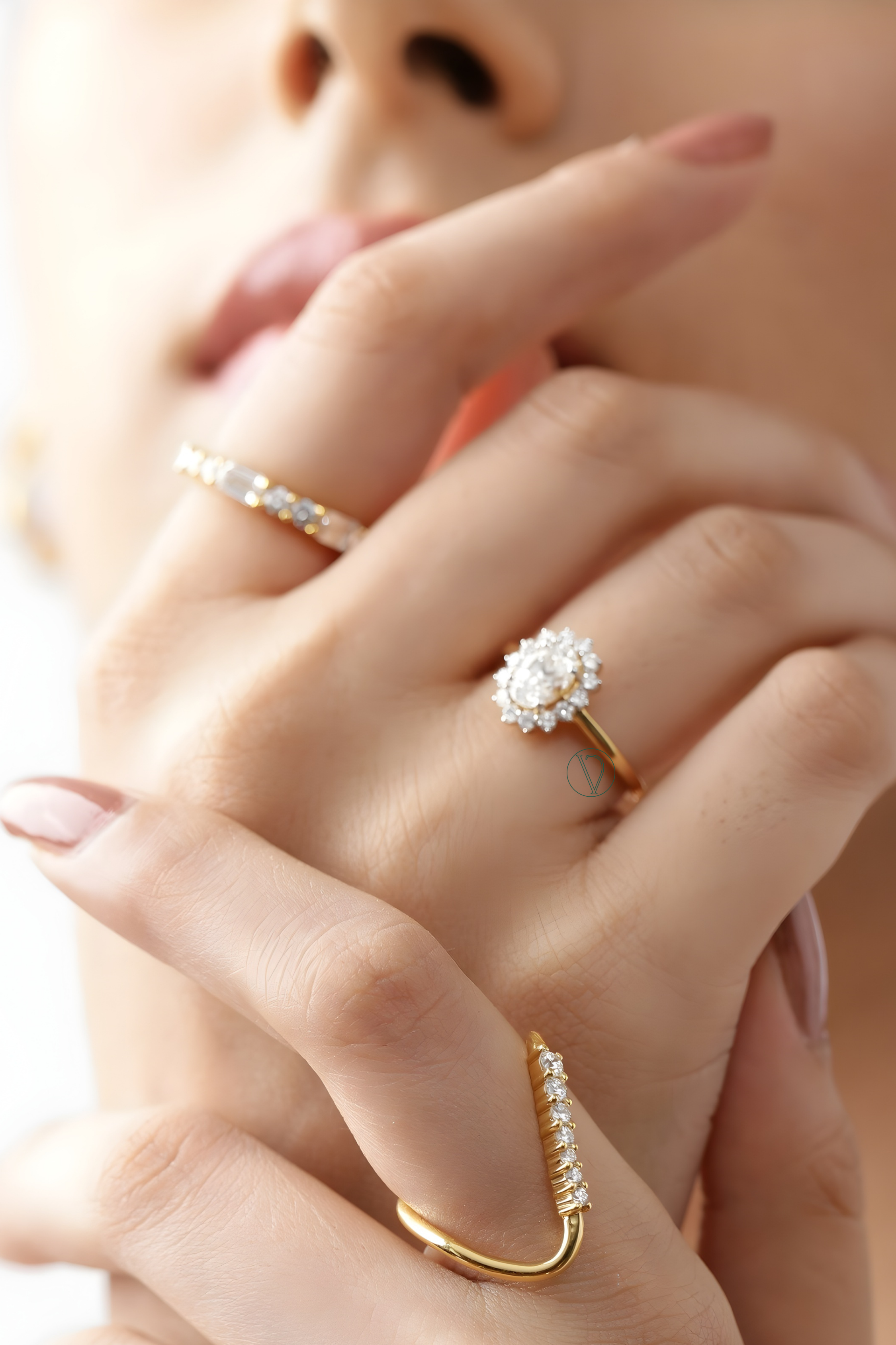 Diana Oval Solitaire Halo Ring