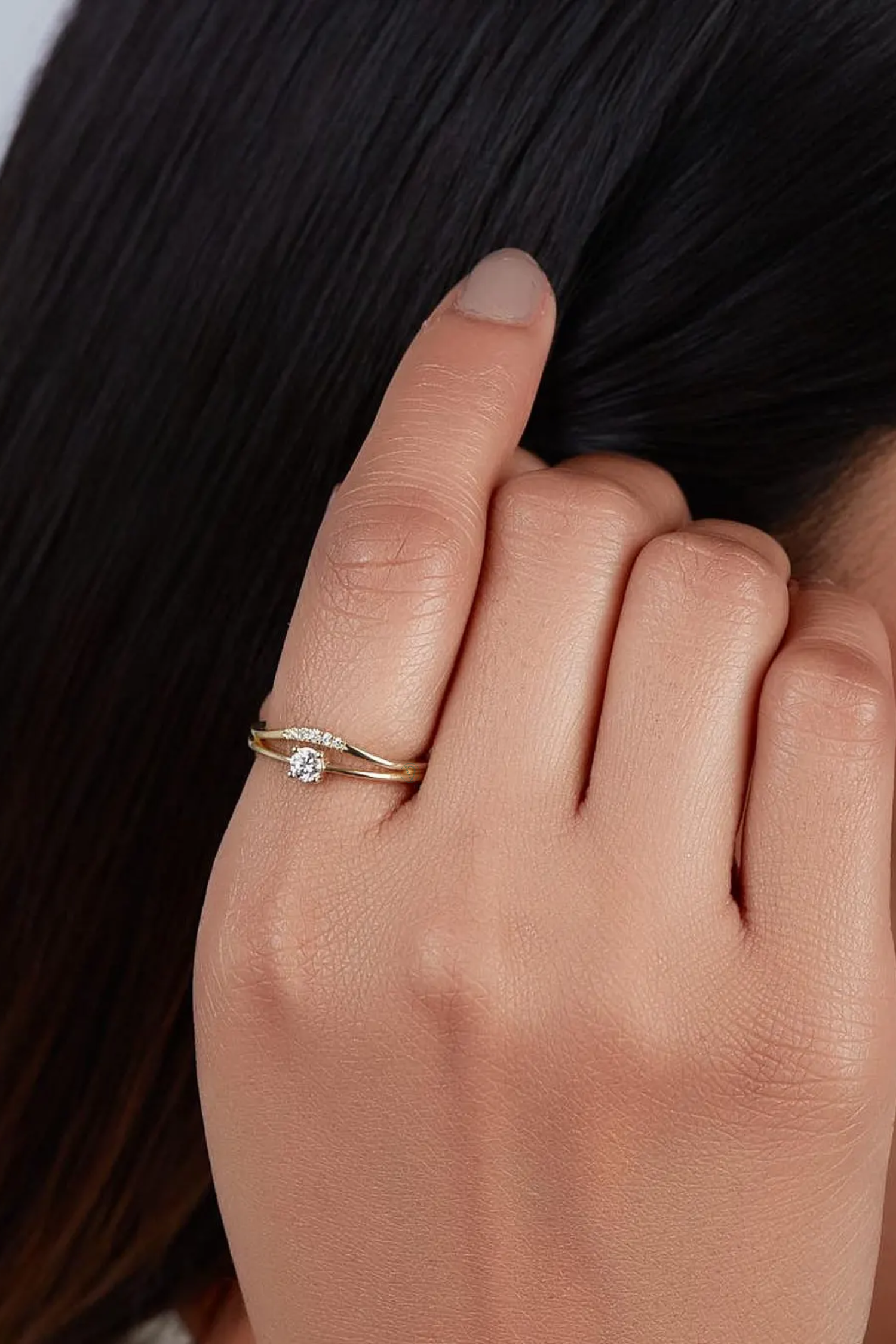 Dainty Curved Solitaire Ring
