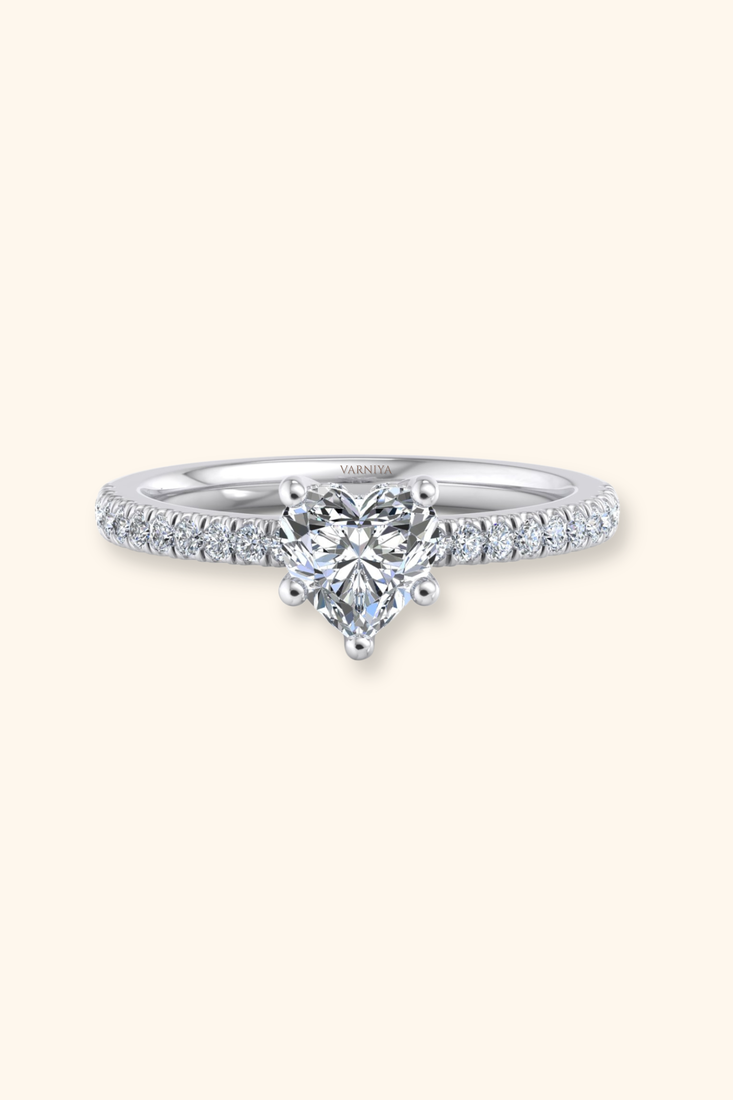 Corazón Heart Solitaire Pavé Ring