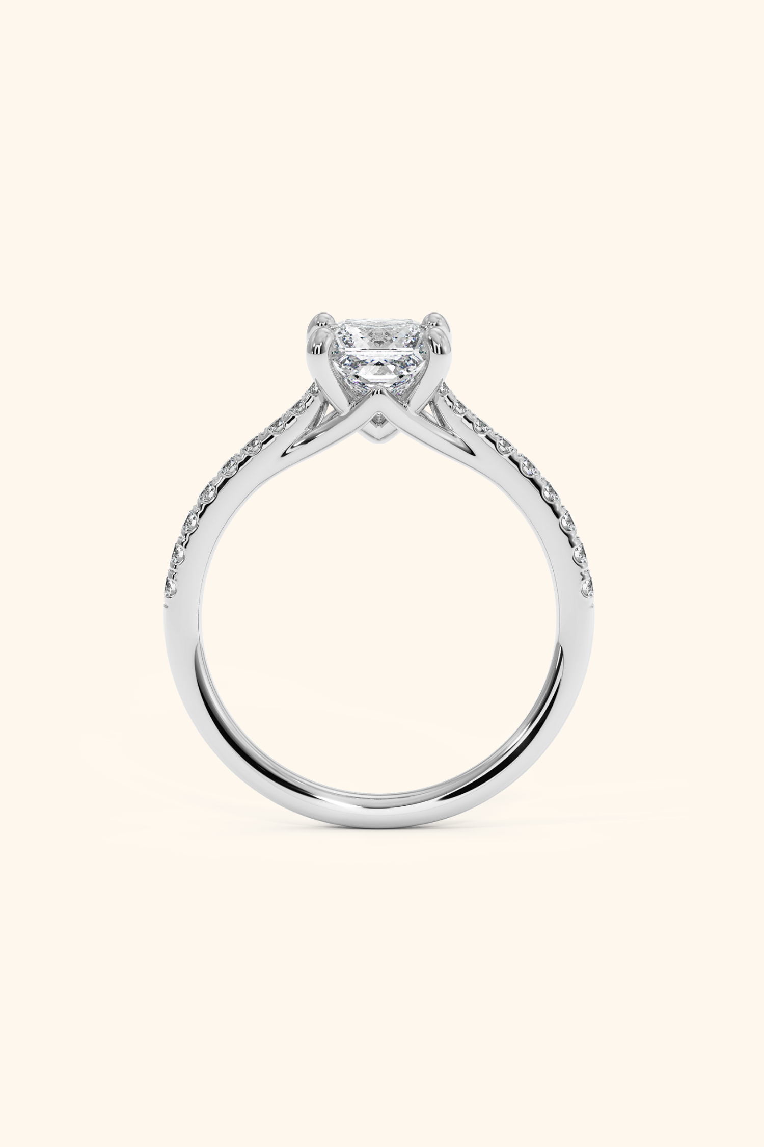 Valentina Pavé Ring with a Princess Solitaire