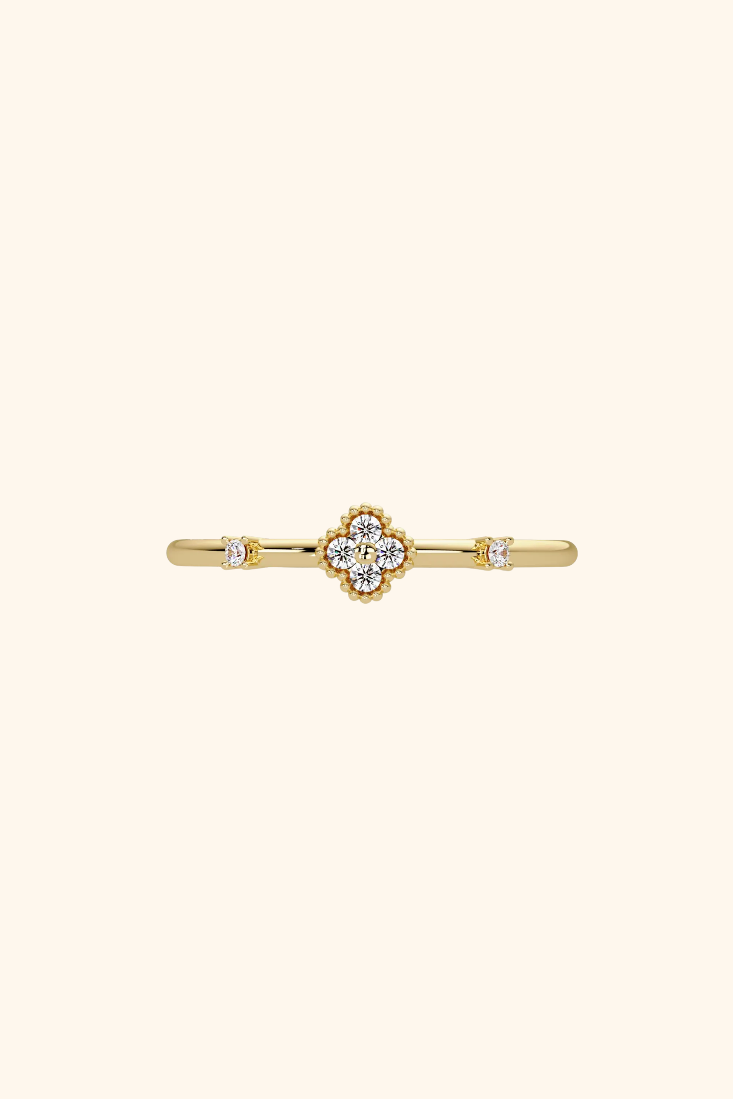 Bezel Set Clover Ring
