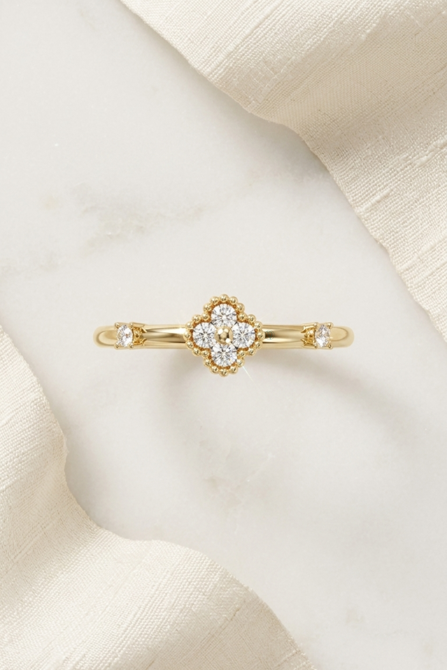 Bezel Set Clover Ring
