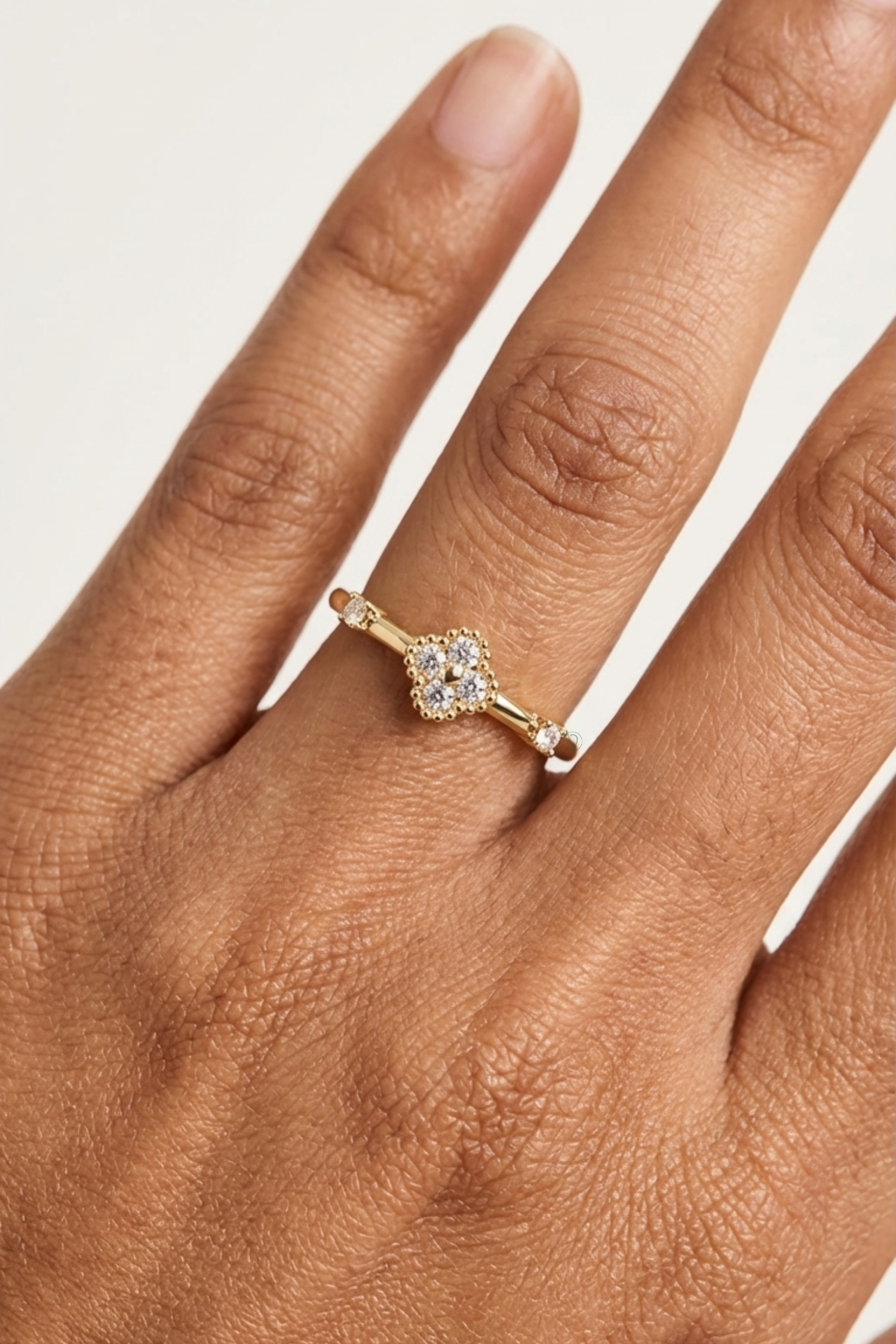 Bezel Set Clover Ring