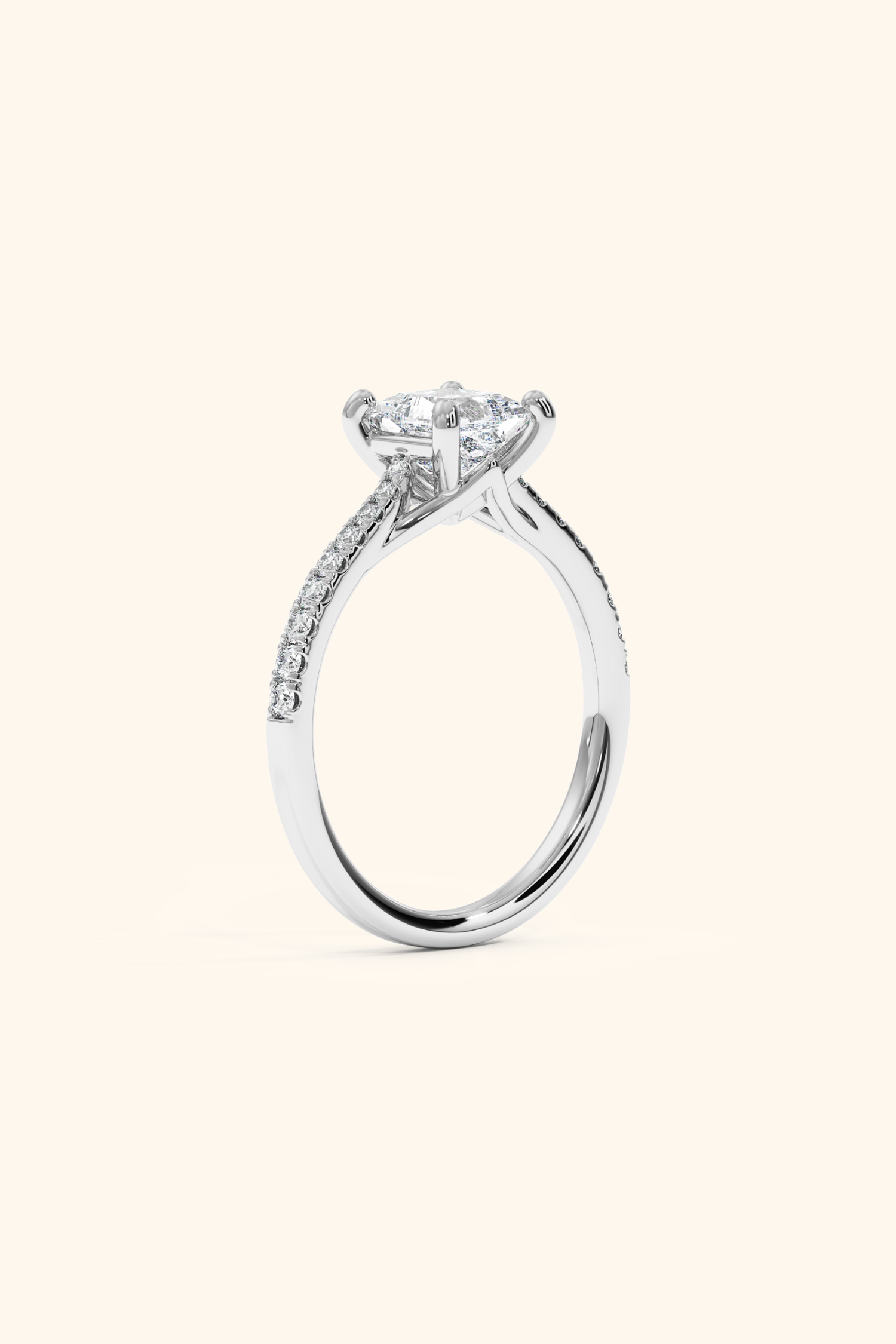 Valentina Pavé Ring with a Princess Solitaire