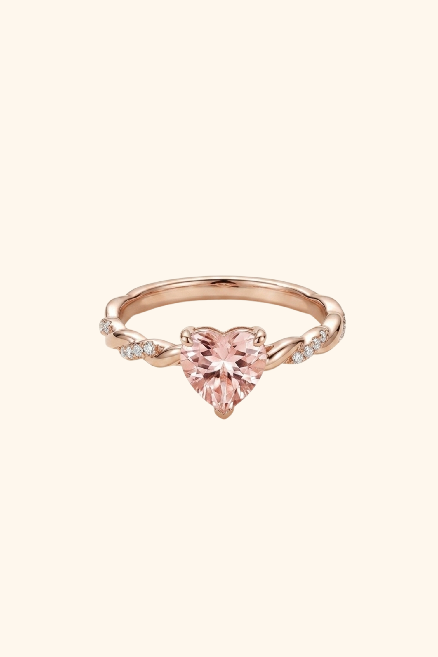 Amora Pink Heart Solitaire Ring