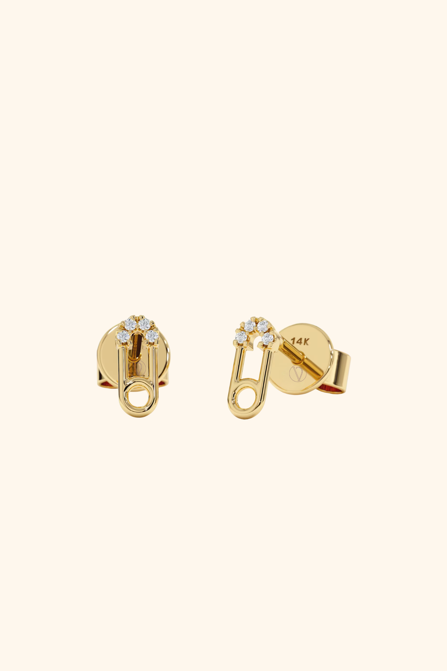 Kids Diamond Safety Pin Earrings