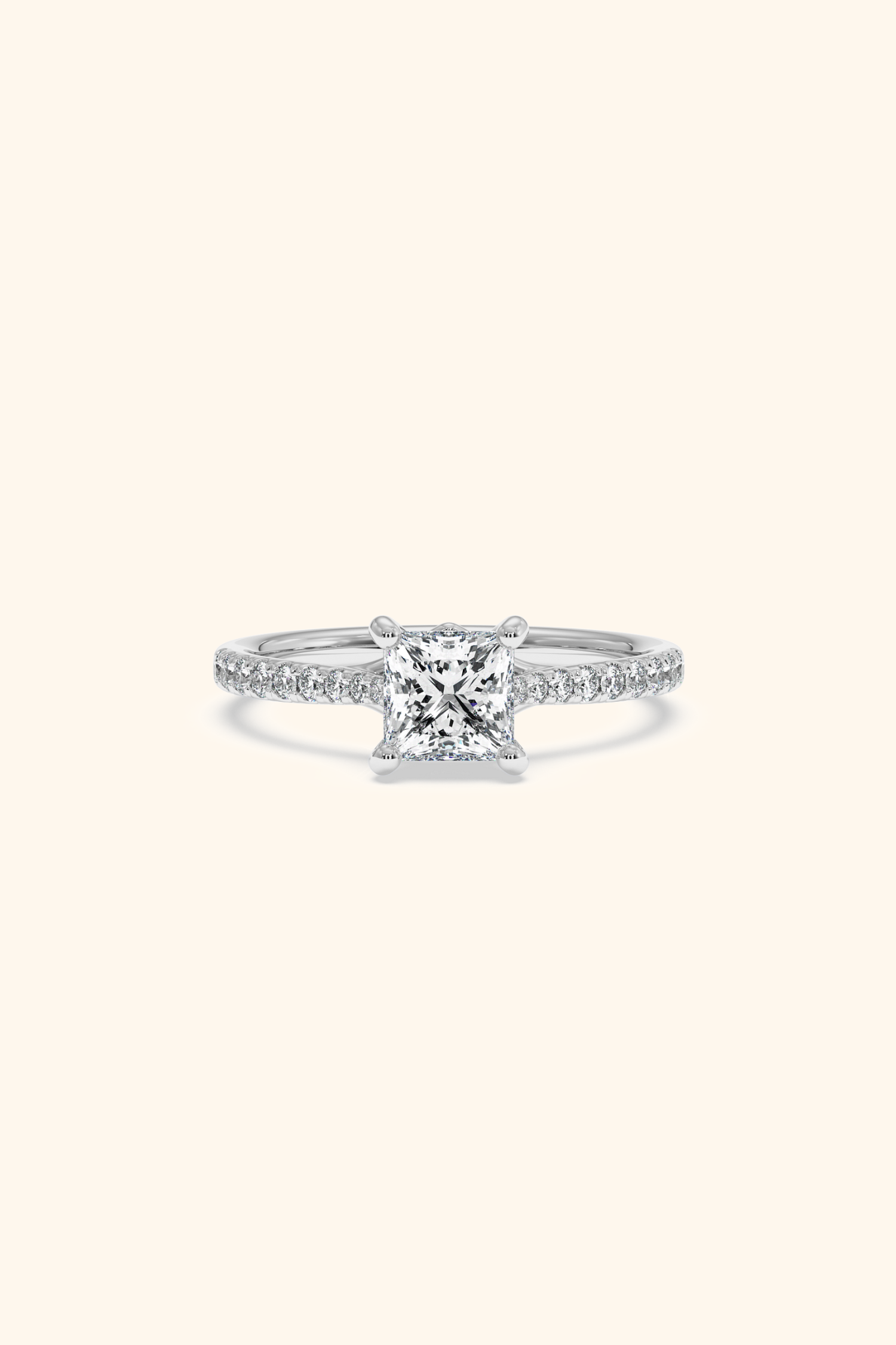 Valentina Pavé Ring with a Princess Solitaire