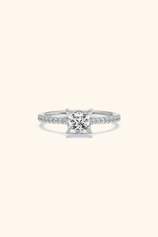 2Ct Valentina Pavé Ring with Princess Solitaire in Ring Size 12