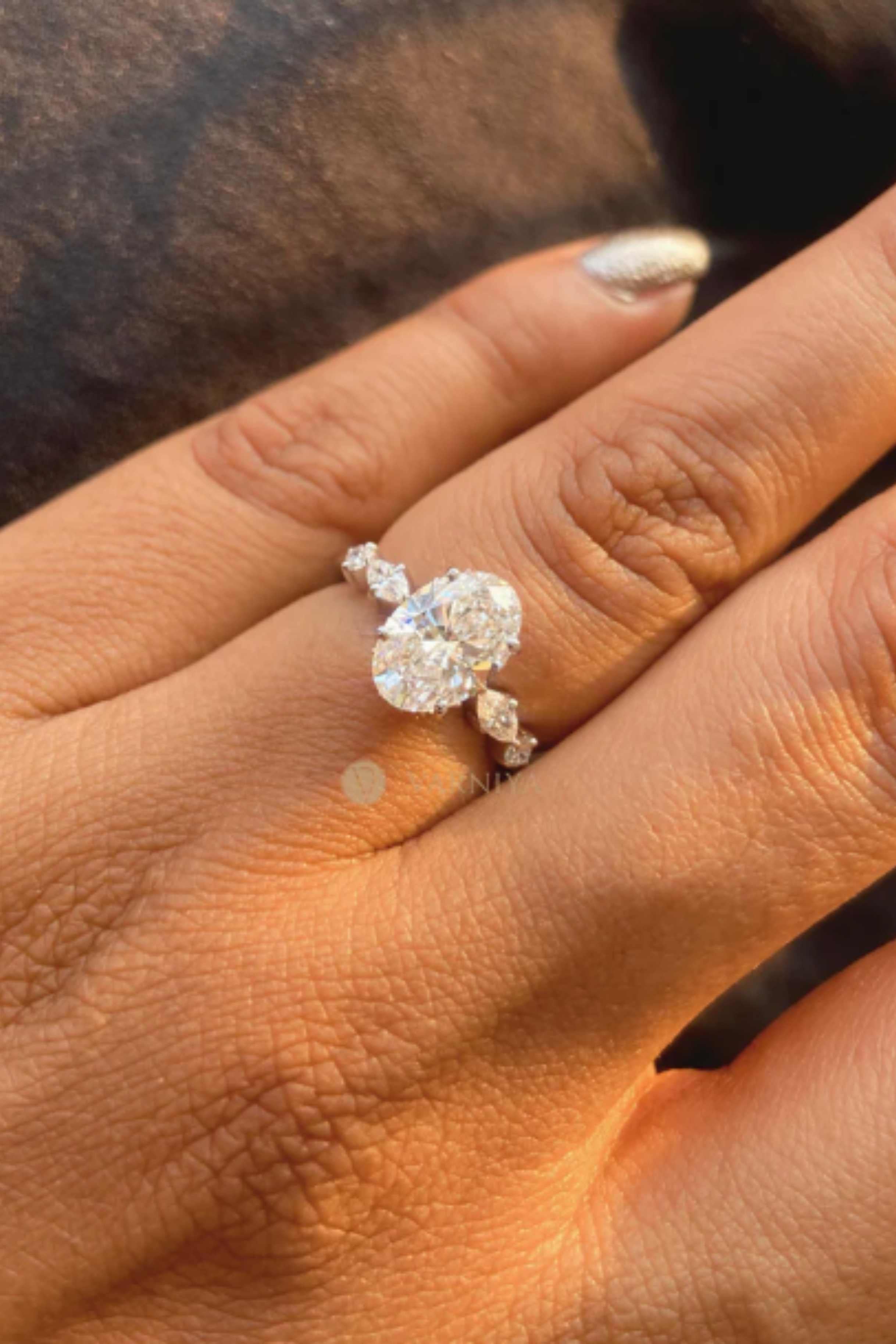 1.5Ct Luminous Grace Hidden Halo Oval Solitaire Pavé Ring in Ring Size 10