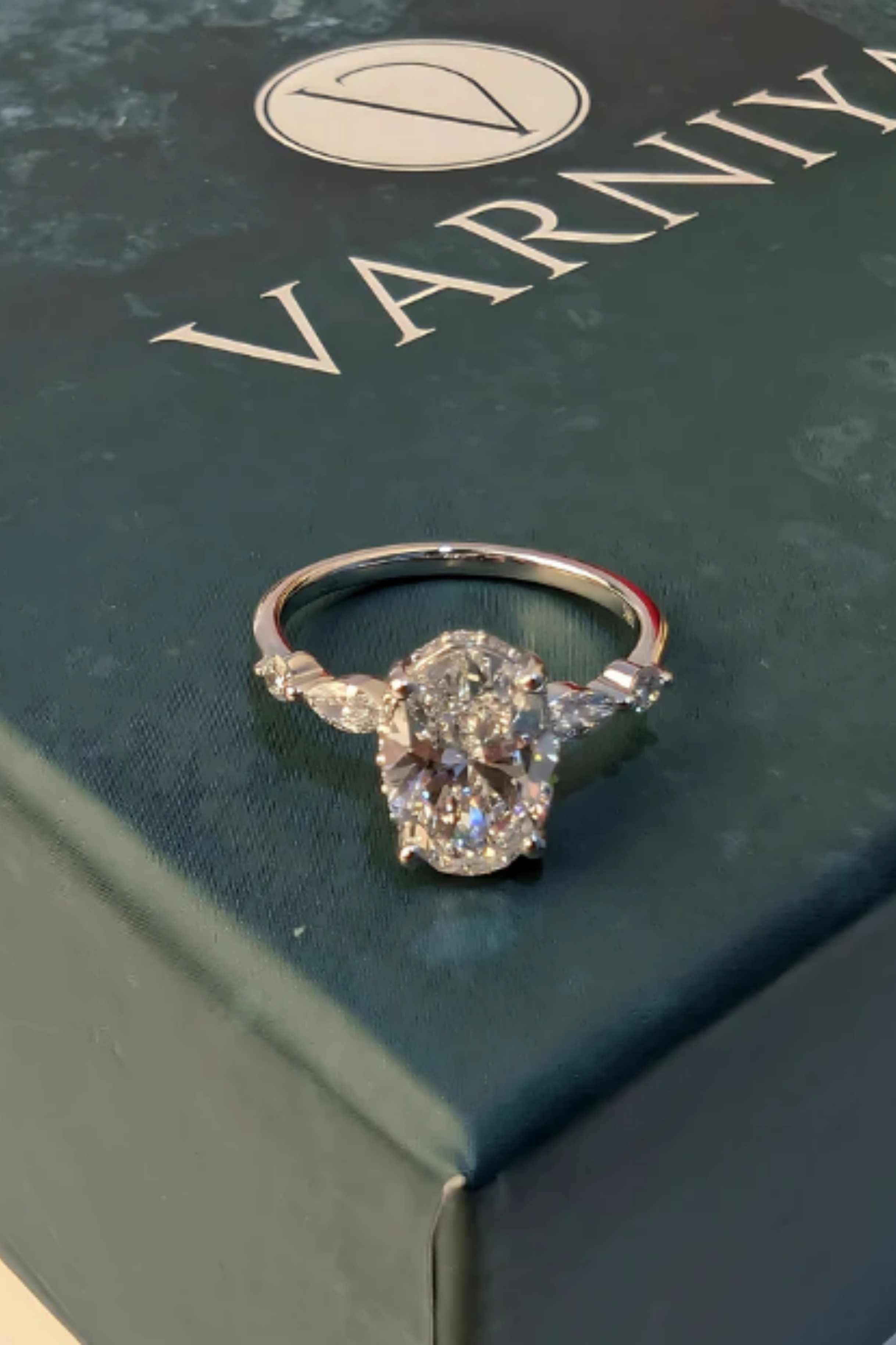 1.5Ct Luminous Grace Hidden Halo Oval Solitaire Pavé Ring in Ring Size 10
