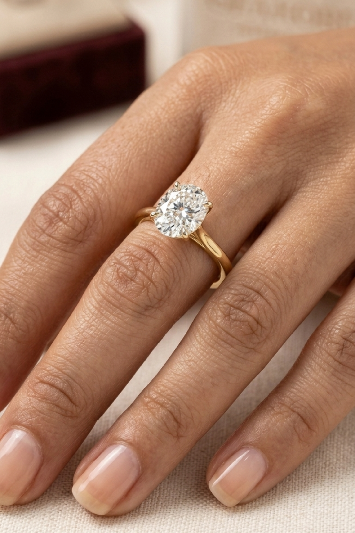1.06 Ct Valentina Ring with an Oval Solitaire in Ring Size 8