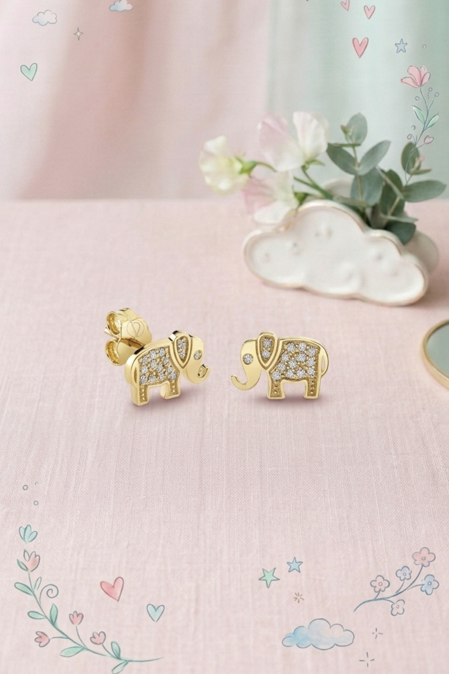Kids Diamond Elephant Studs