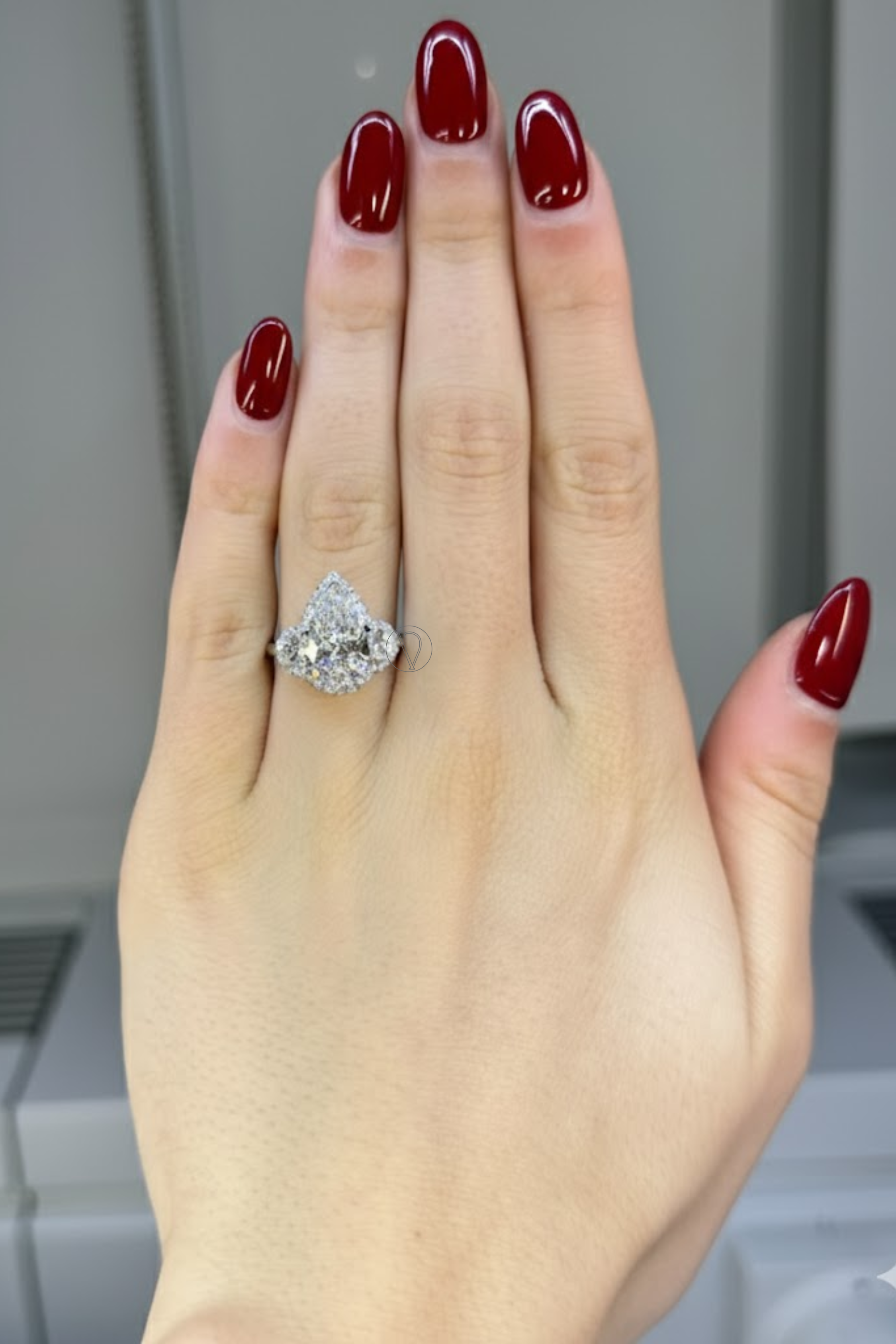 Pristara Three Stone Halo Ring