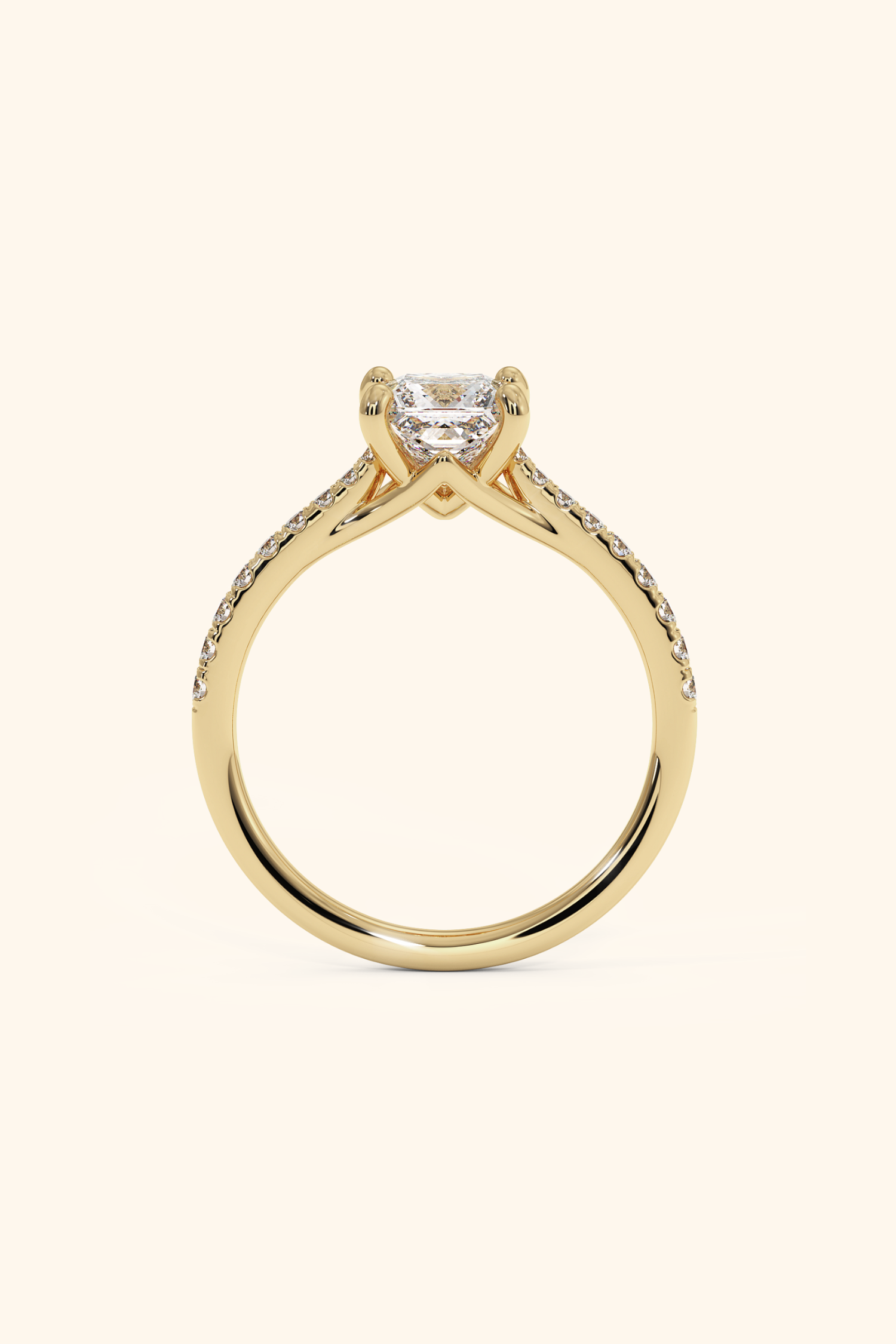 Valentina Pavé Ring with a Princess Solitaire