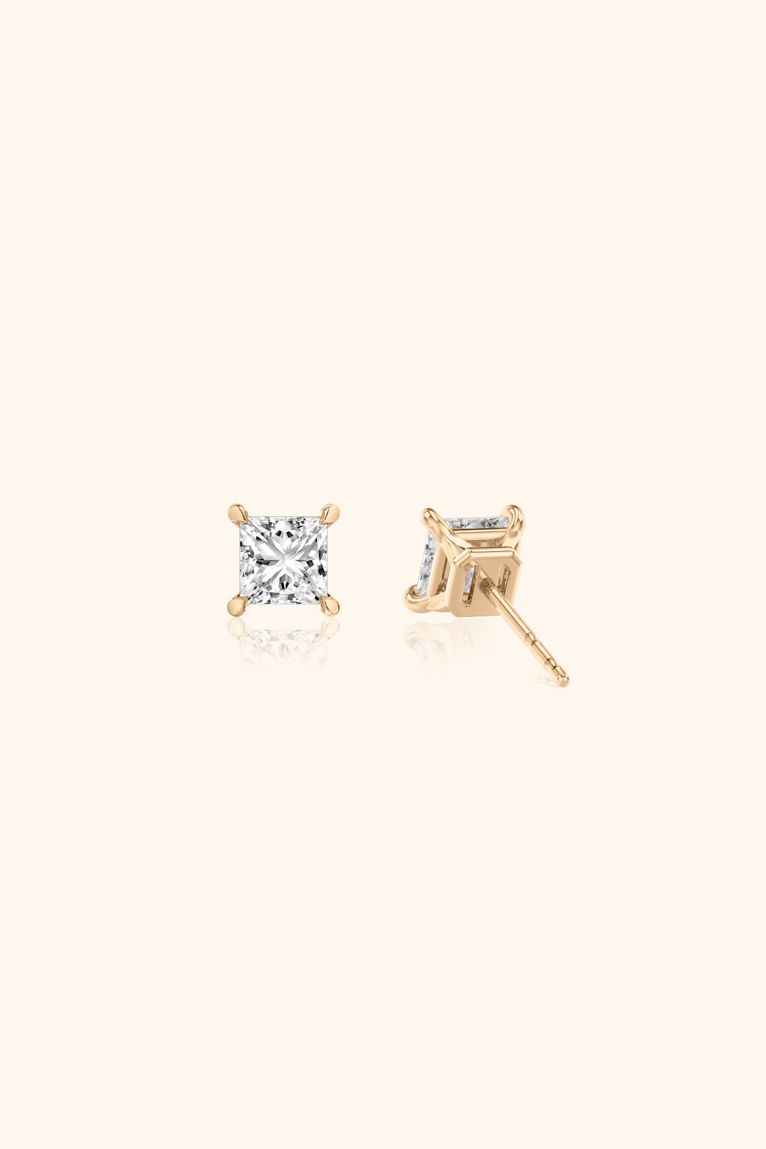 Classic Diamond Studs set with Princess Solitaire