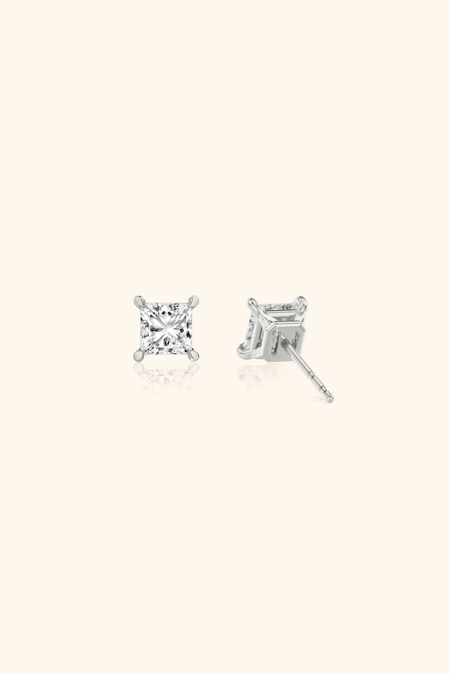 Classic Diamond Studs set with Princess Solitaire